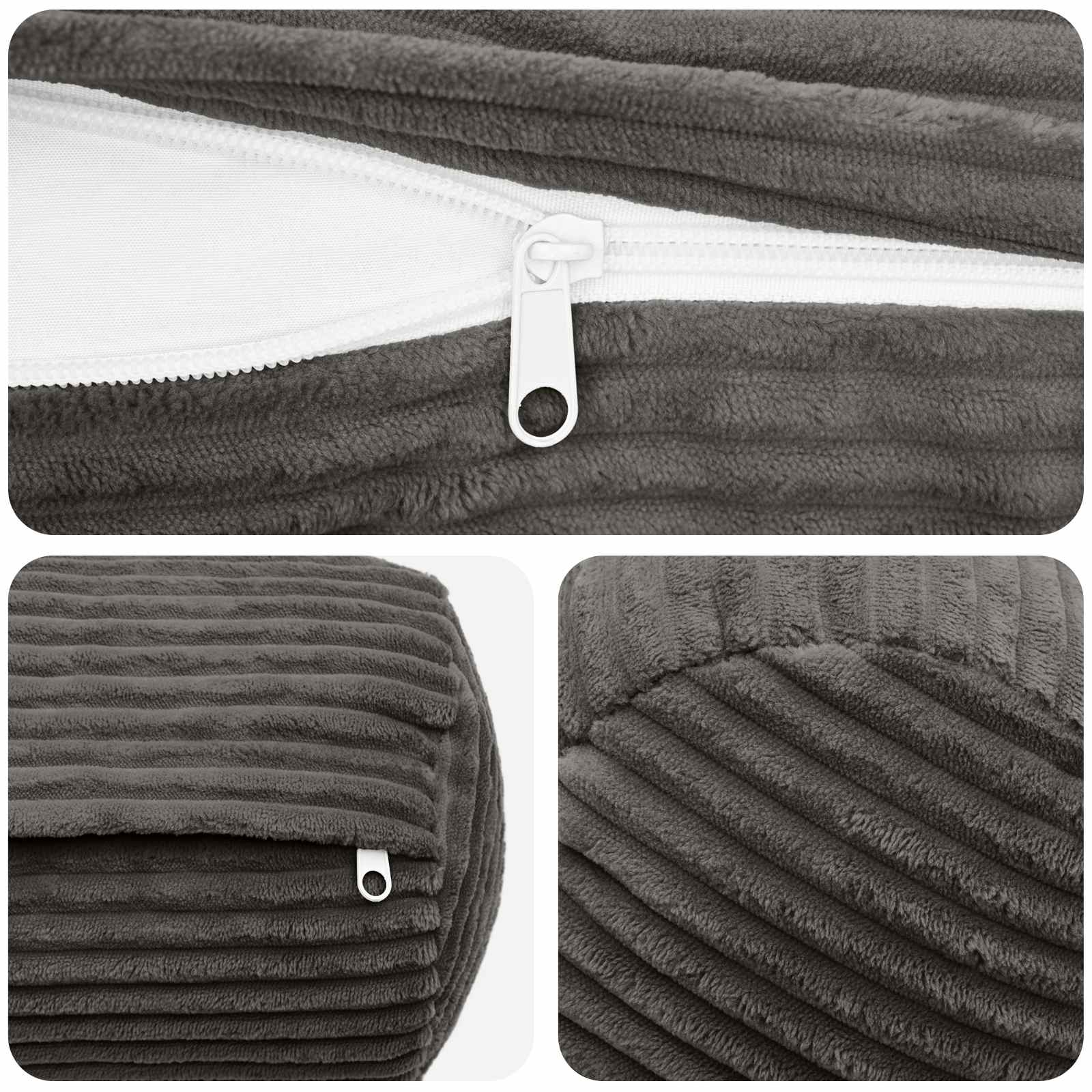 Presvlaka za jastuk 2 pcs HEERLEN Tamnosiva Ø 15 x 40 cm Kord