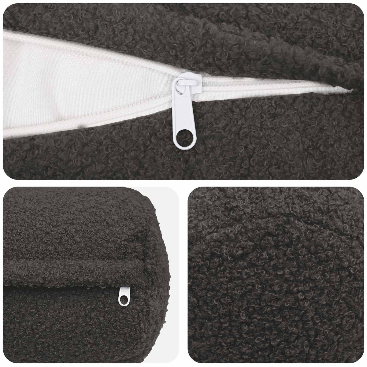 Presvlaka za jastuk 6 pcs HEERLEN Tamnosiva Ø 15 x 40 cm Bouclé