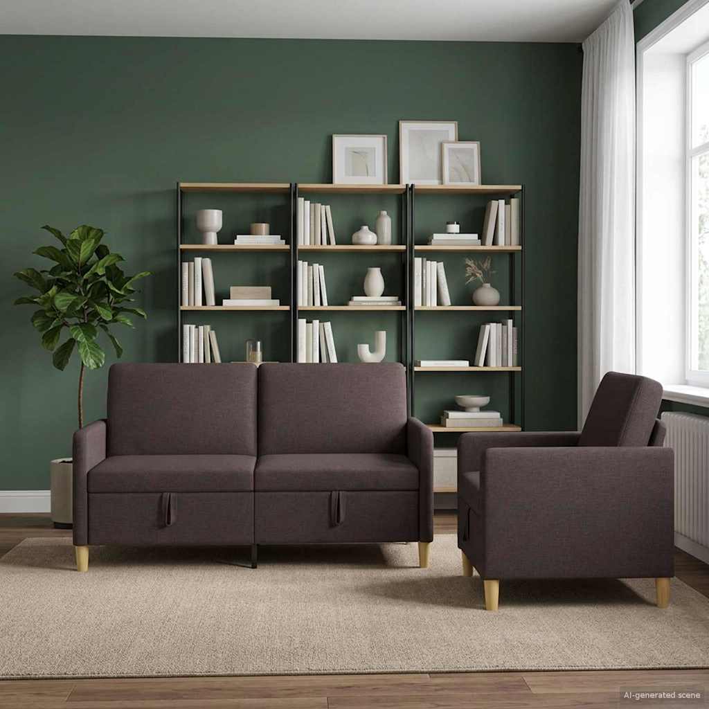 Set sofe s pohranom 2 pcs Tamno smeđa Poliester
