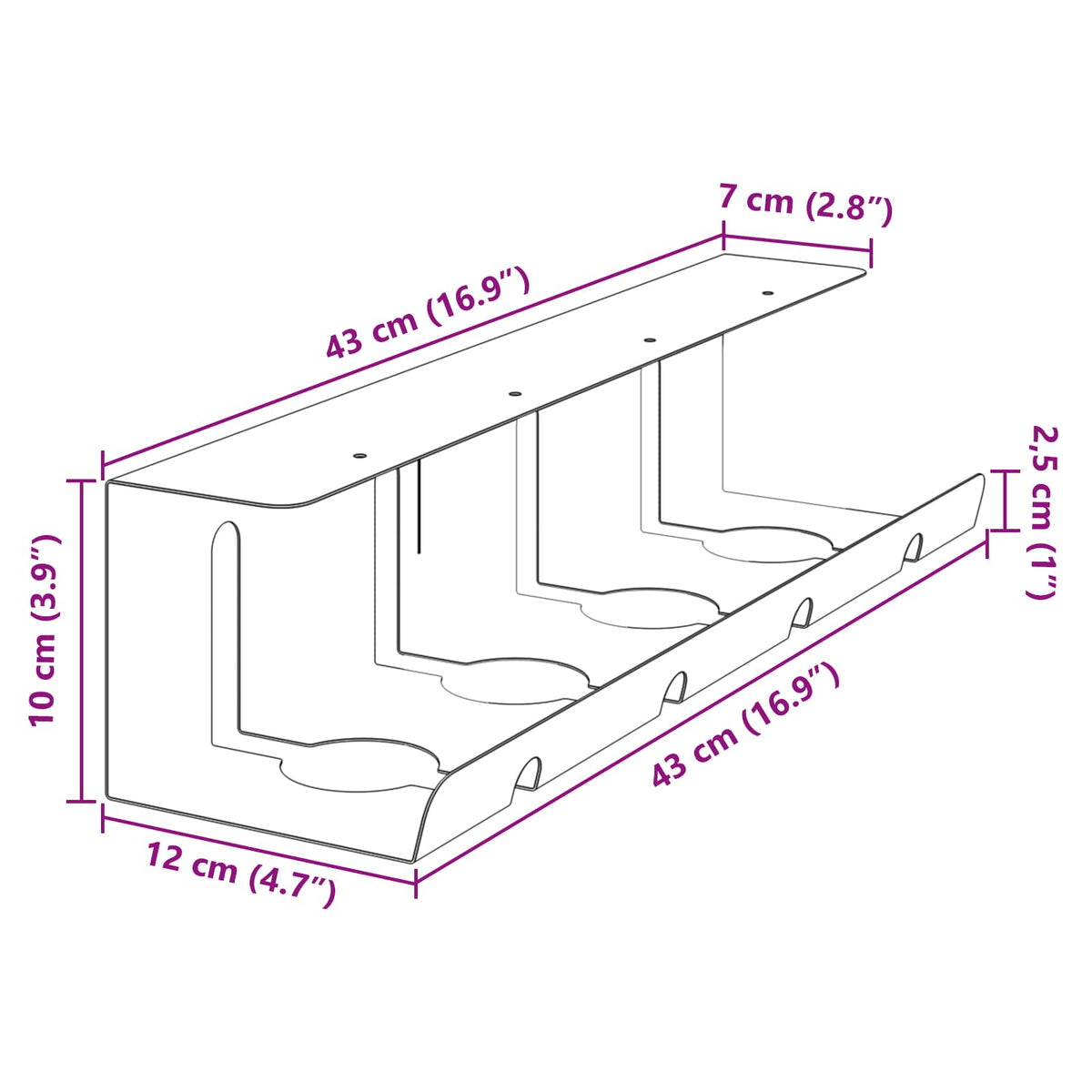 Pohranite kablove ispod stola 2 kom. Bijela 43 x 12 x 10 cm