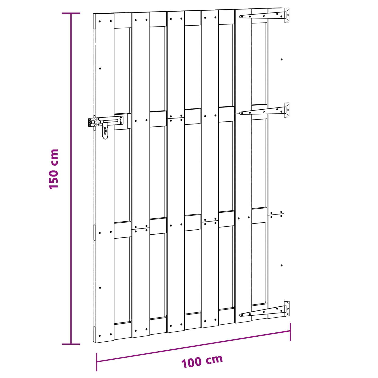 Vrtna vrata 100 x 150 cm WPC i aluminij Crna