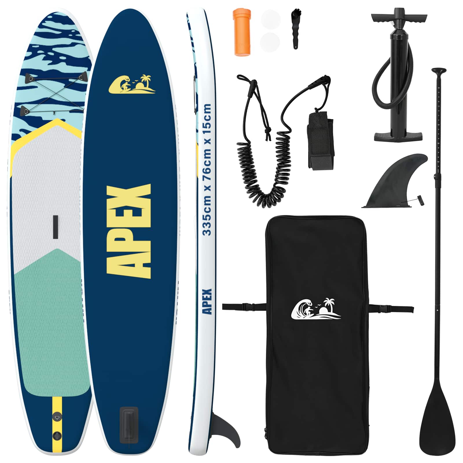 Inflatable Stand Up Paddle Board APEX 335 x 76 x 15 cm Plava za