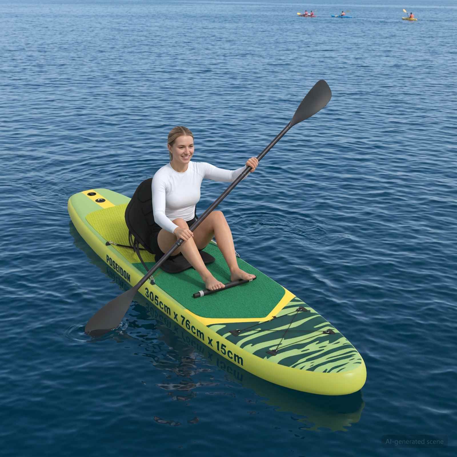 SUP Daska s Mjestom 2-u-1 POSEIDON 305 x 76 x 15 cm Zelena za