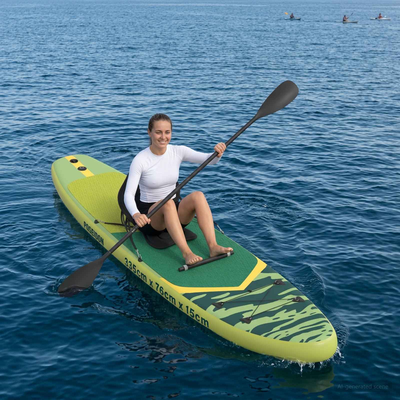 SUP Daska s Mjestom 2-u-1 POSEIDON 335 x 76 x 15 cm Zelena za
