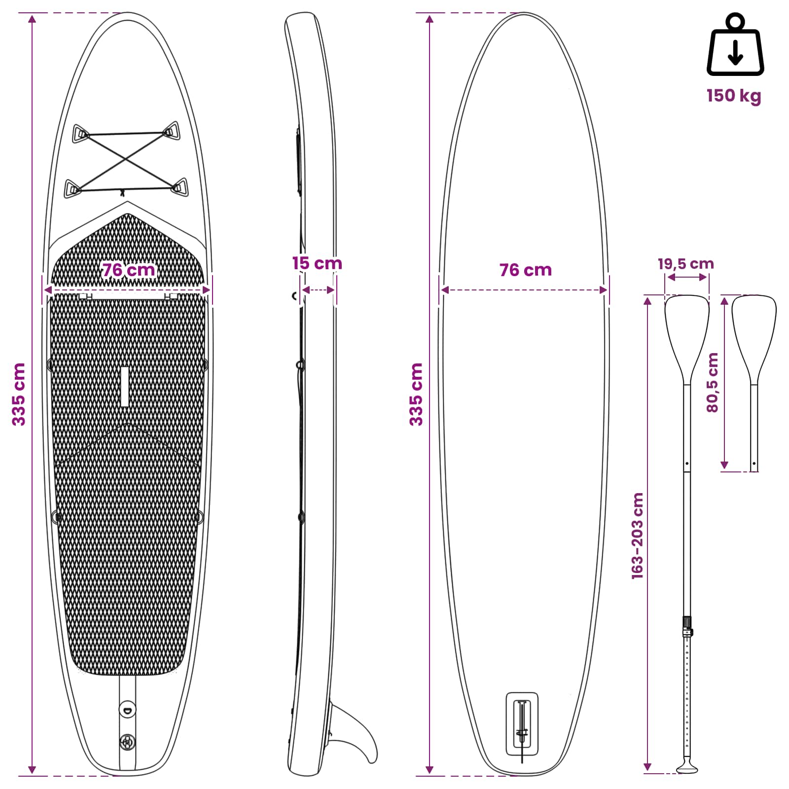SUP Daska s Mjestom 2-u-1 POSEIDON 335 x 76 x 15 cm Zelena za