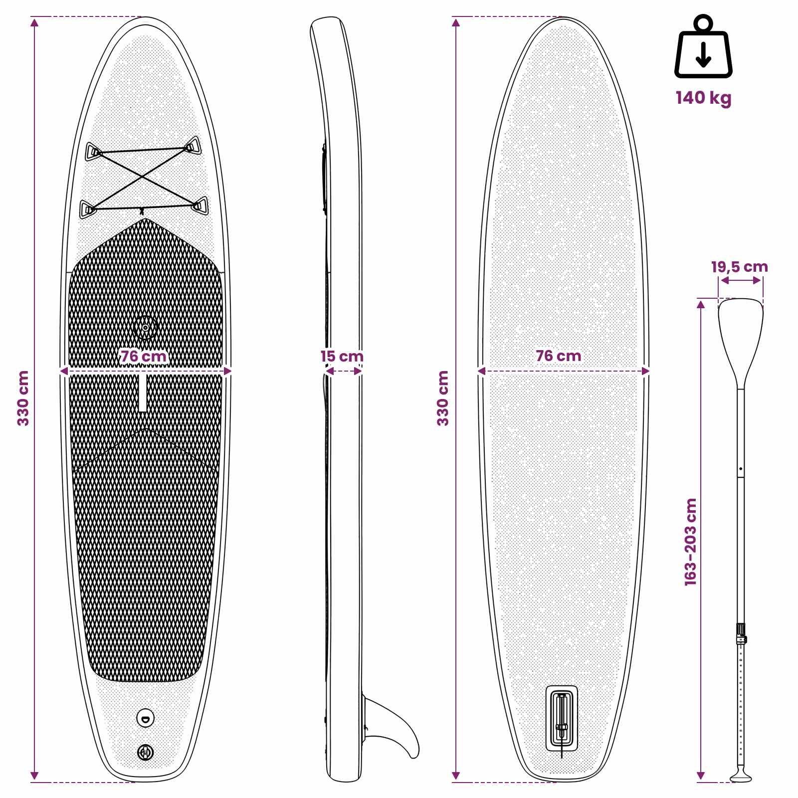 Naduvivi SUP s jedrom SCYLLA 330 x 76 x 15 cm Plava za