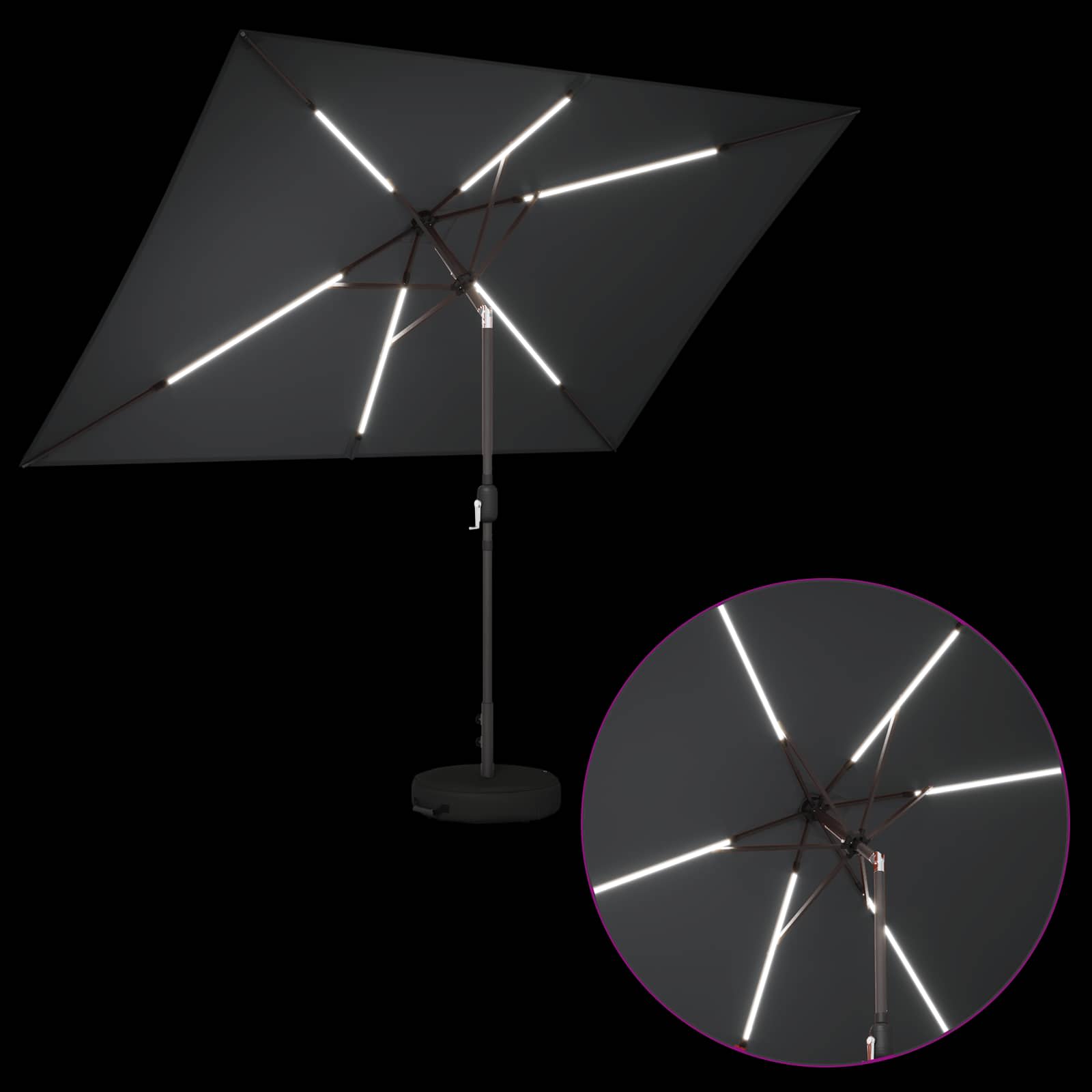 Suncobran za vrt s LED svjetlima i postoljem 200 x 300 cm