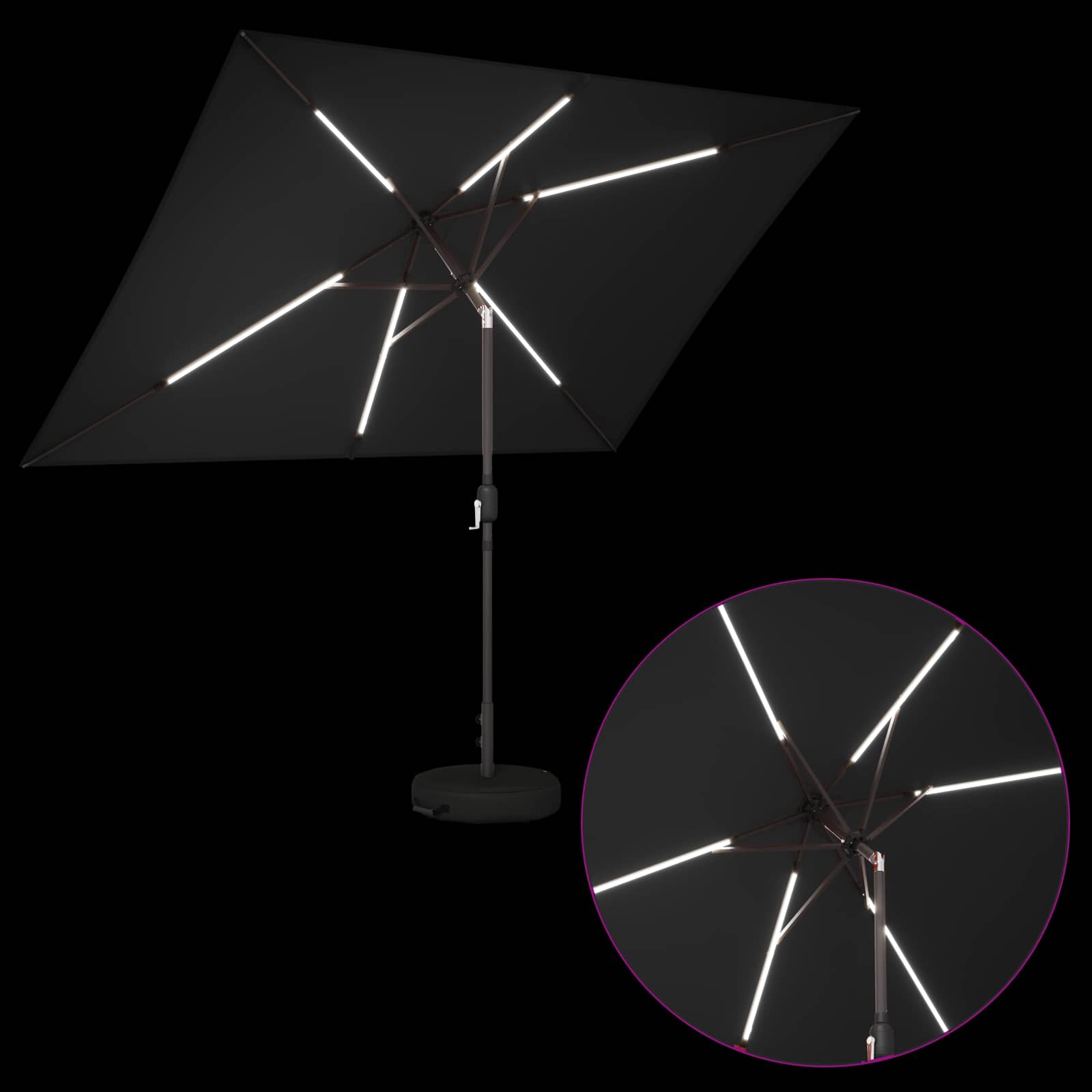 Suncobran za vrt s LED svjetlima i postoljem 200 x 300 cm