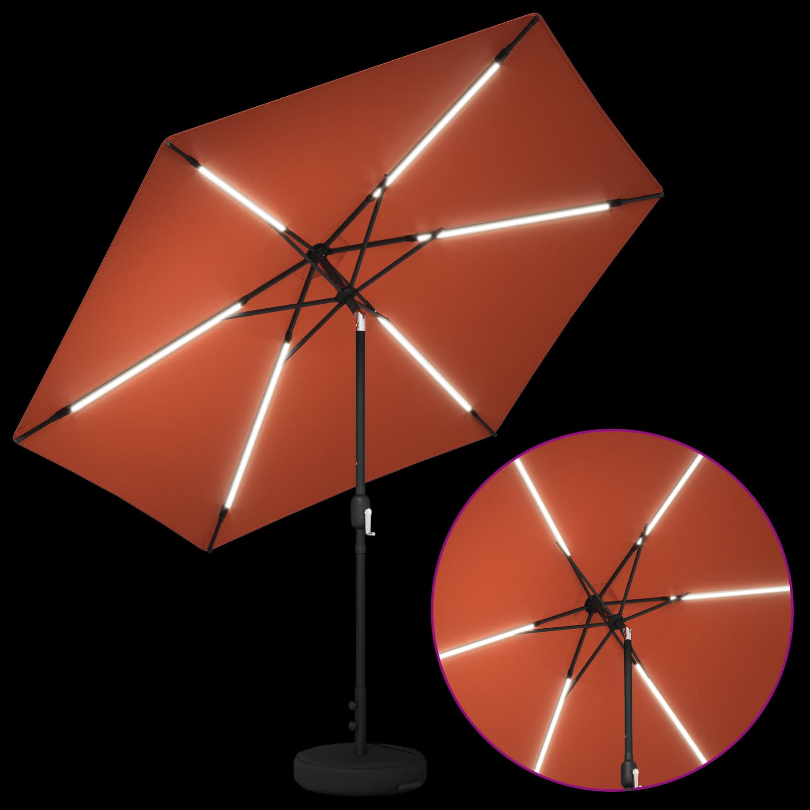 Suncobran za vrt s LED svjetlima i postoljem 300 x 300 cm