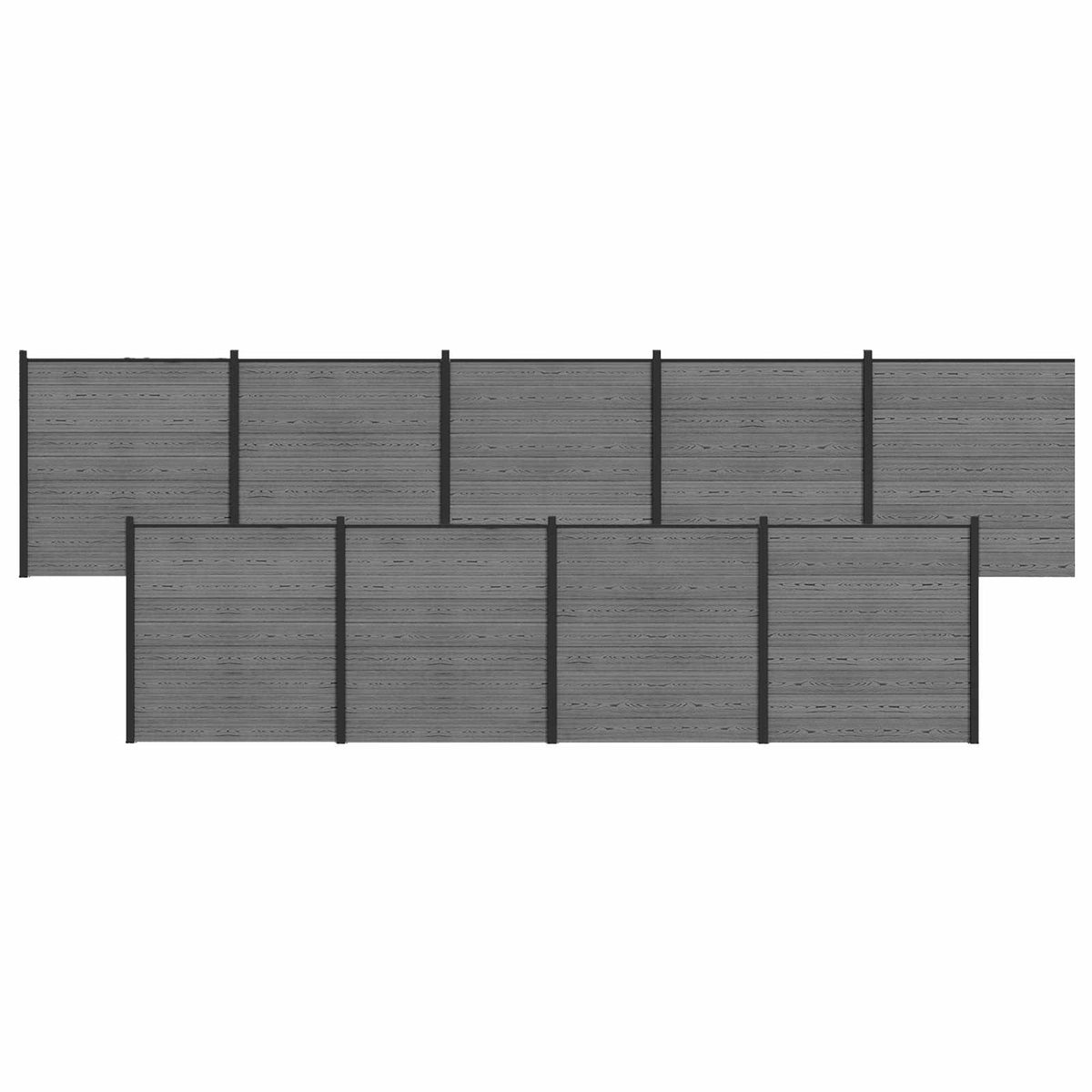 Set ograde 1564 x 186 cm WPC i aluminij Siva