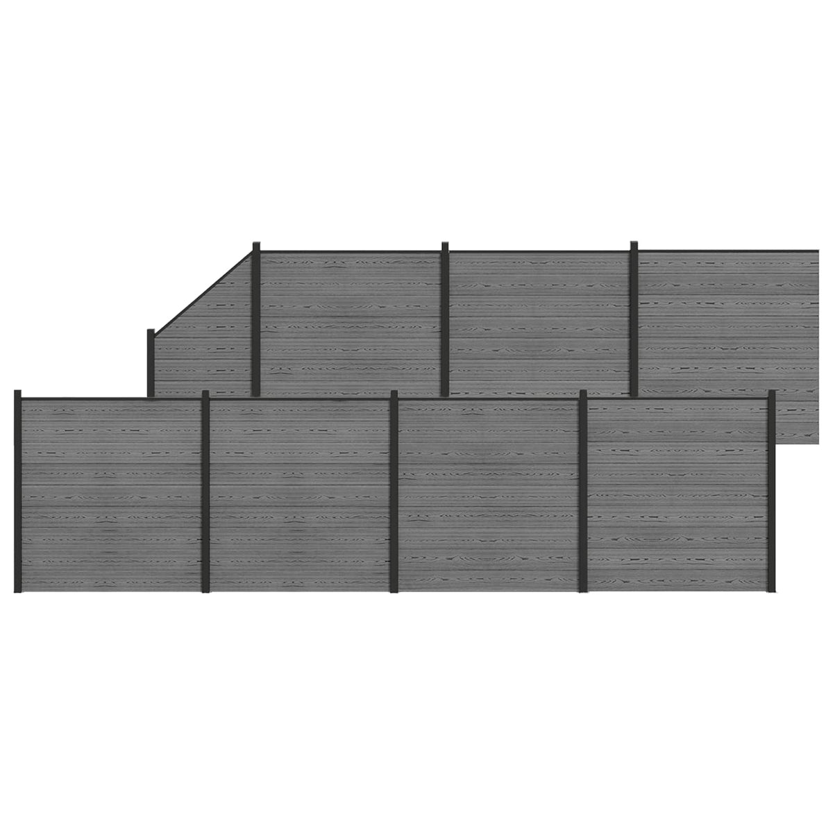 Set ograde 1311 x 186 cm WPC i aluminij Siva