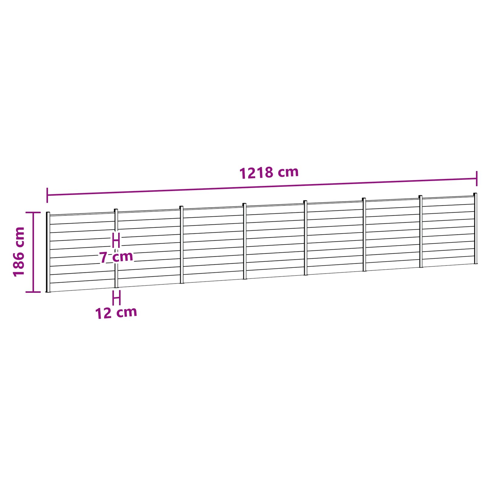 Panel ograde 7 pcs WPC i aluminij Crna