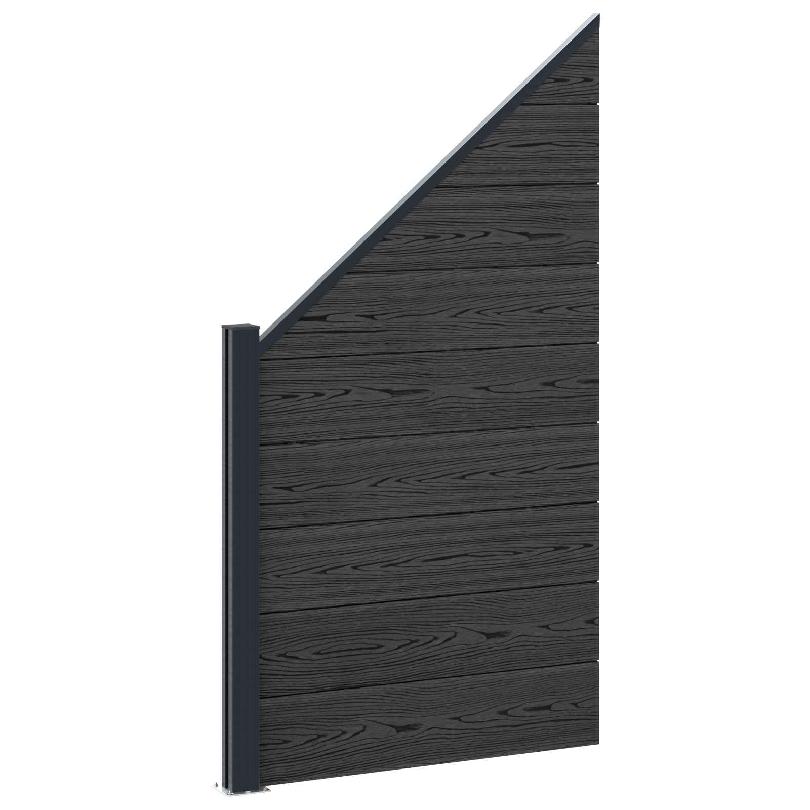 Panel ograde 4 pcs WPC i aluminij Crna