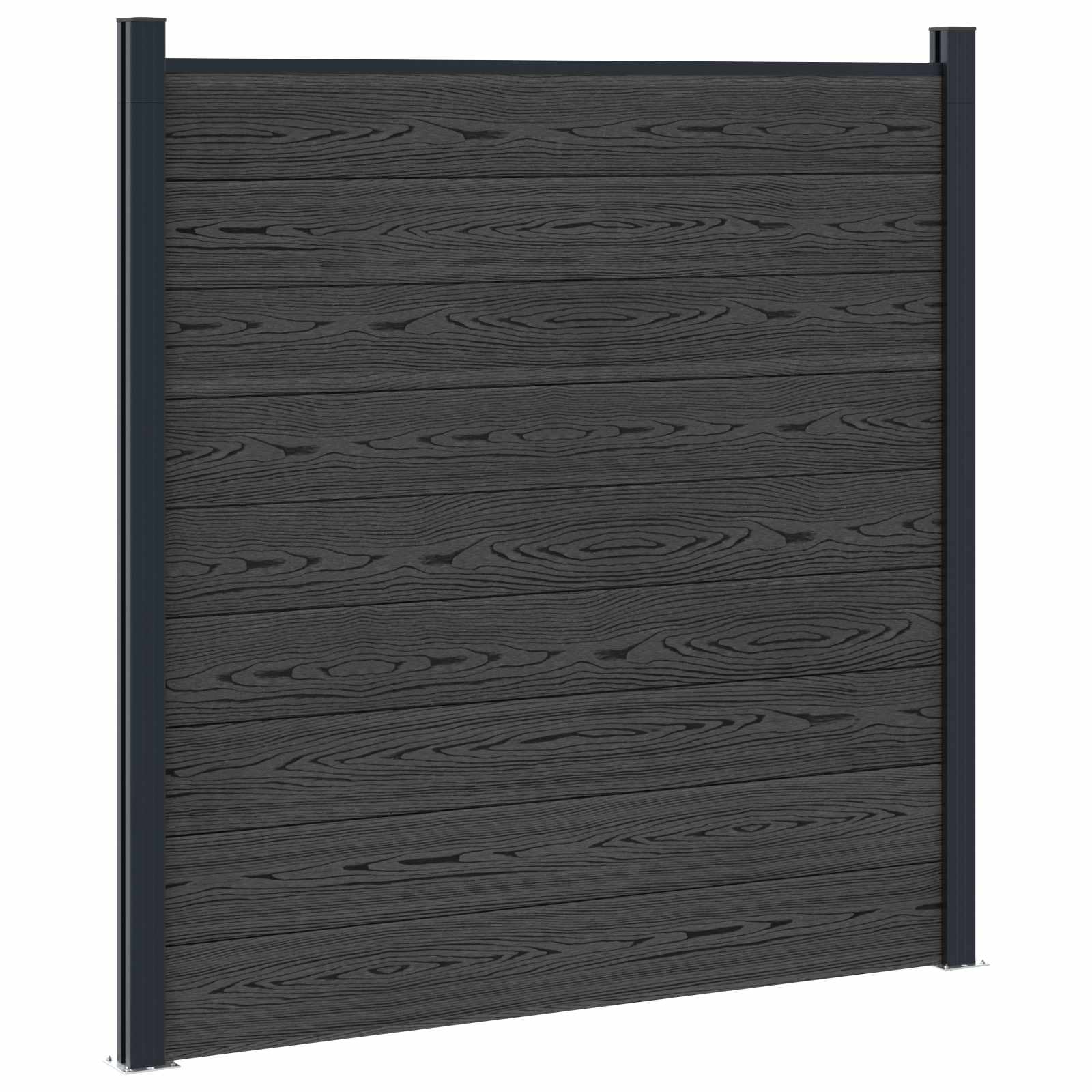 Panel ograde 5 pcs WPC i aluminij Crna