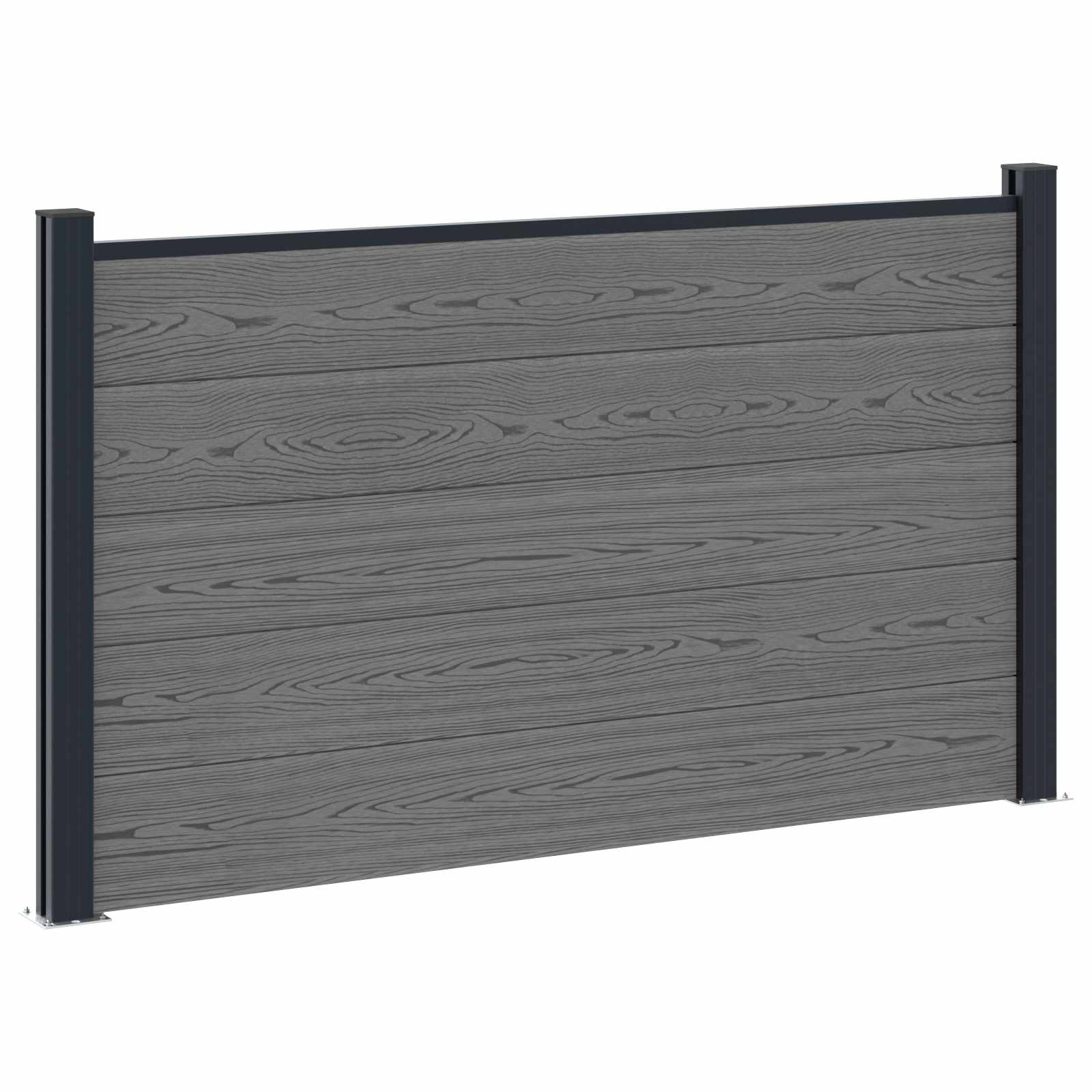 Panel ograde 5 pcs WPC i aluminij Siva