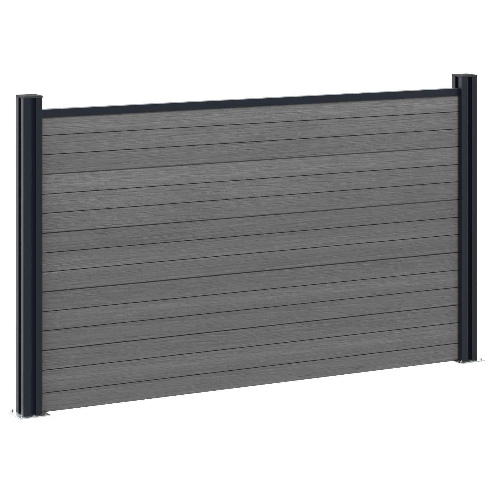Panel ograde 6 pcs WPC i aluminij Siva