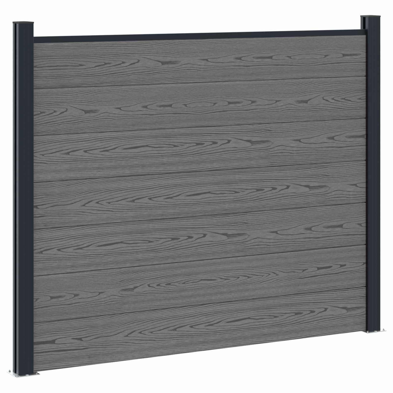 Panel ograde 5 pcs WPC i aluminij Siva