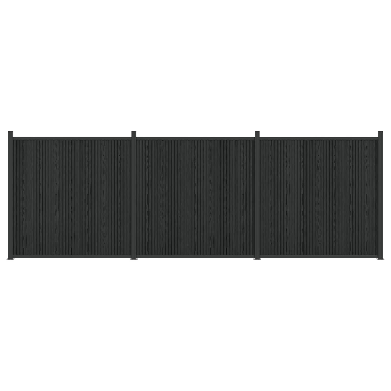 Panel ograde 3 pcs WPC i aluminij Crna