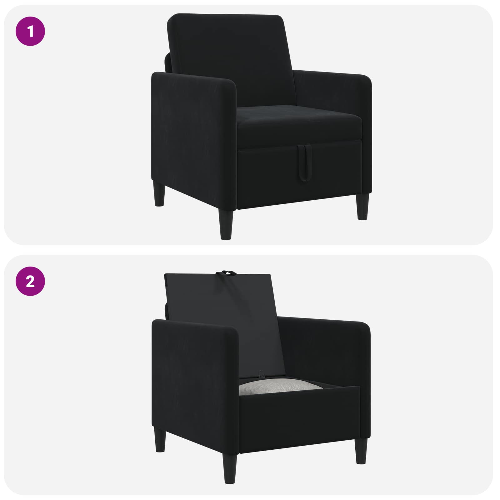 Sofa s pohranom Crna 72 x 78 x 87 cm Poliester