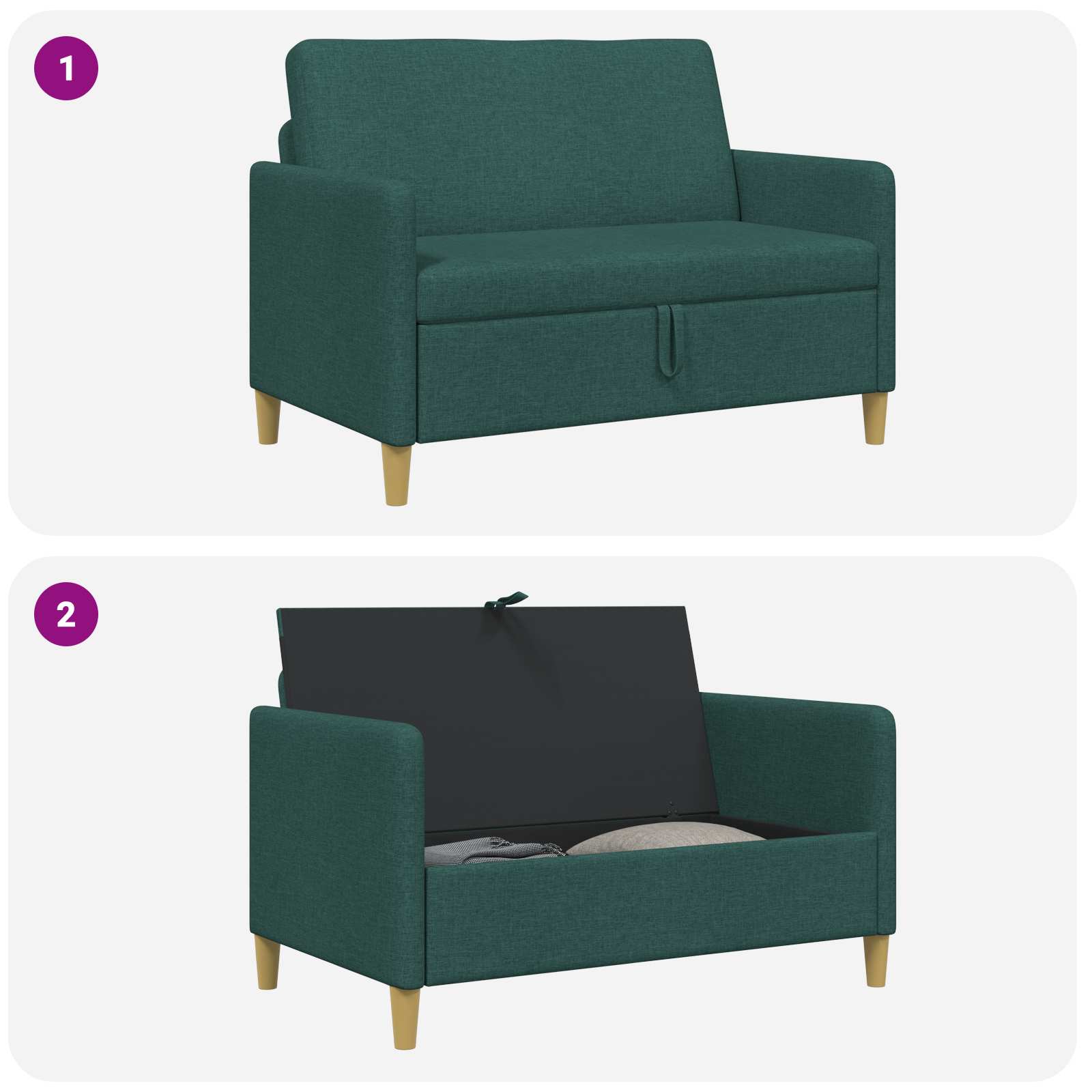 Sofa s pohranom Tamnozelena 122 x 78 x 87 cm Poliester