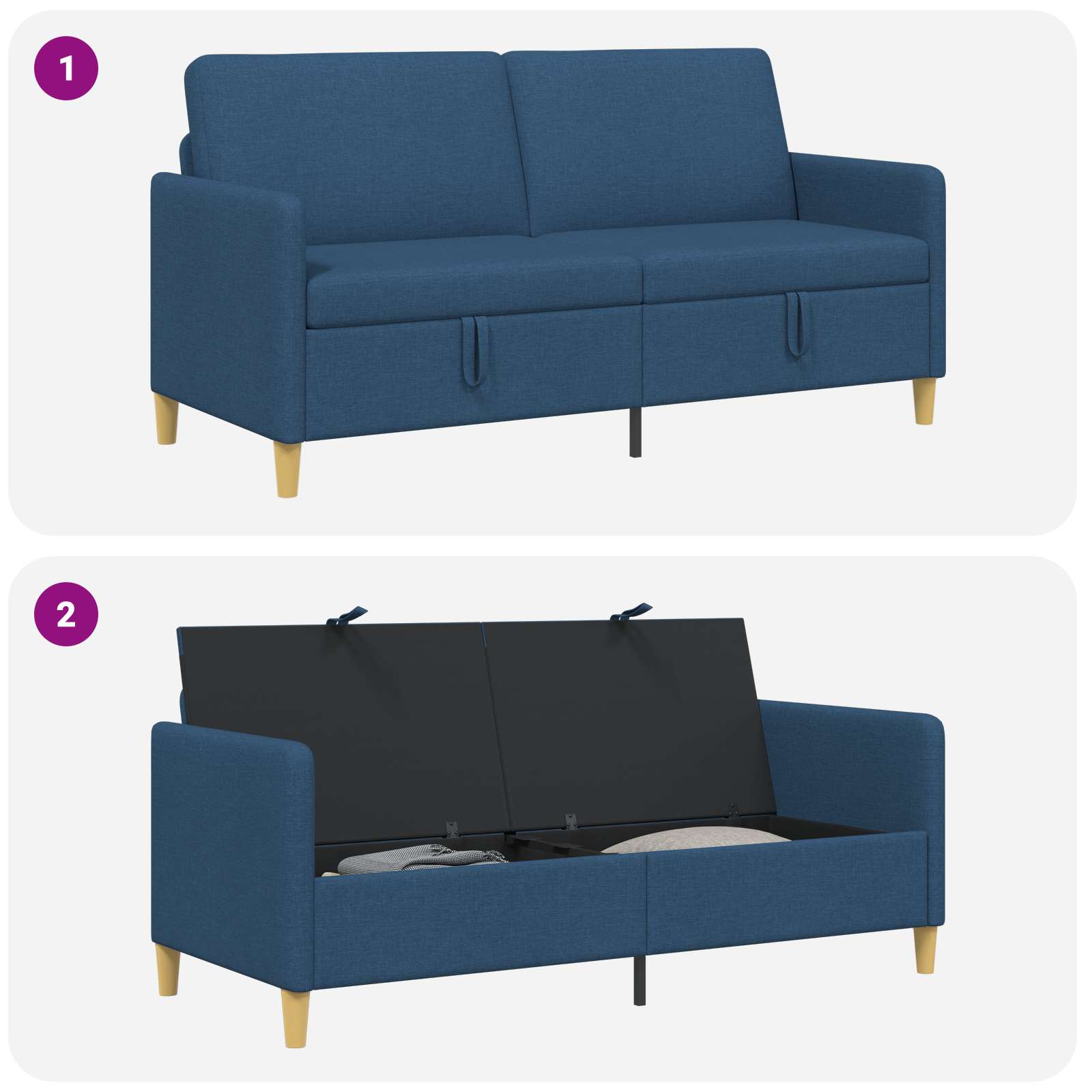 Sofa s pohranom Plava 172 x 78 x 87 cm Poliester