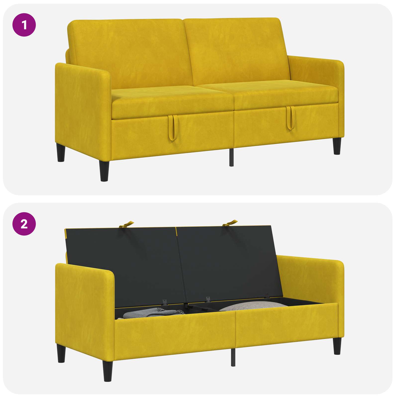 Sofa s pohranom Žuta 172 x 78 x 87 cm Poliester