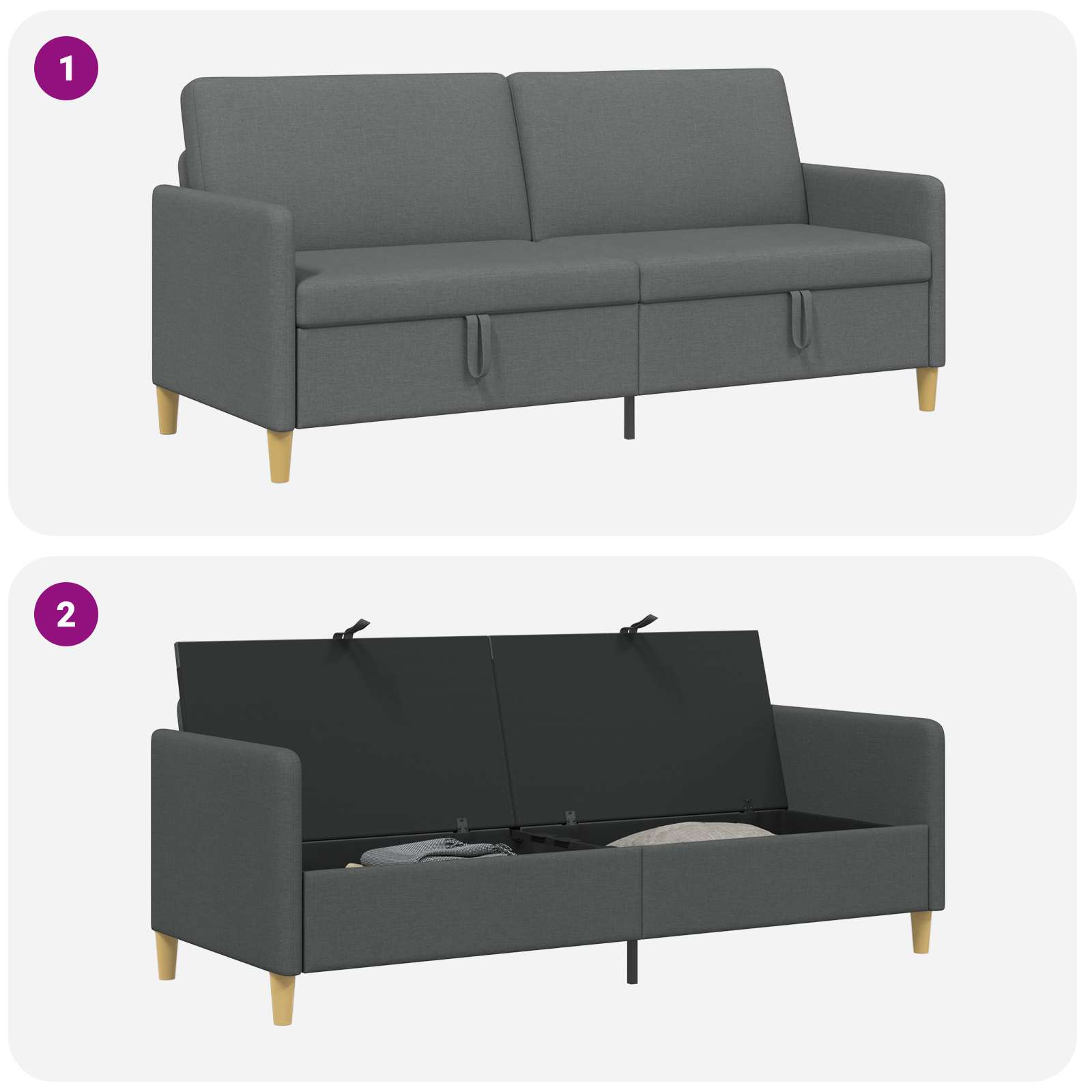 Sofa s pohranom Tamnosiva 192 x 78 x 87 cm Poliester