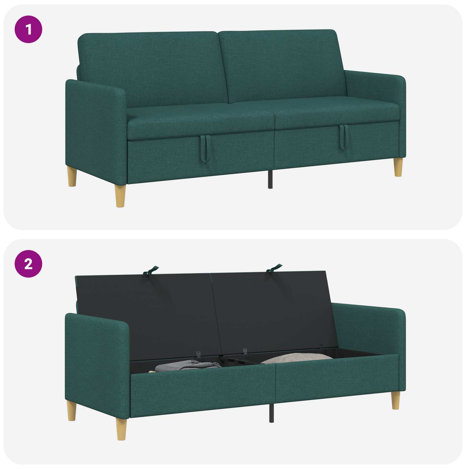Sofa s pohranom Tamnozelena 192 x 78 x 87 cm Poliester