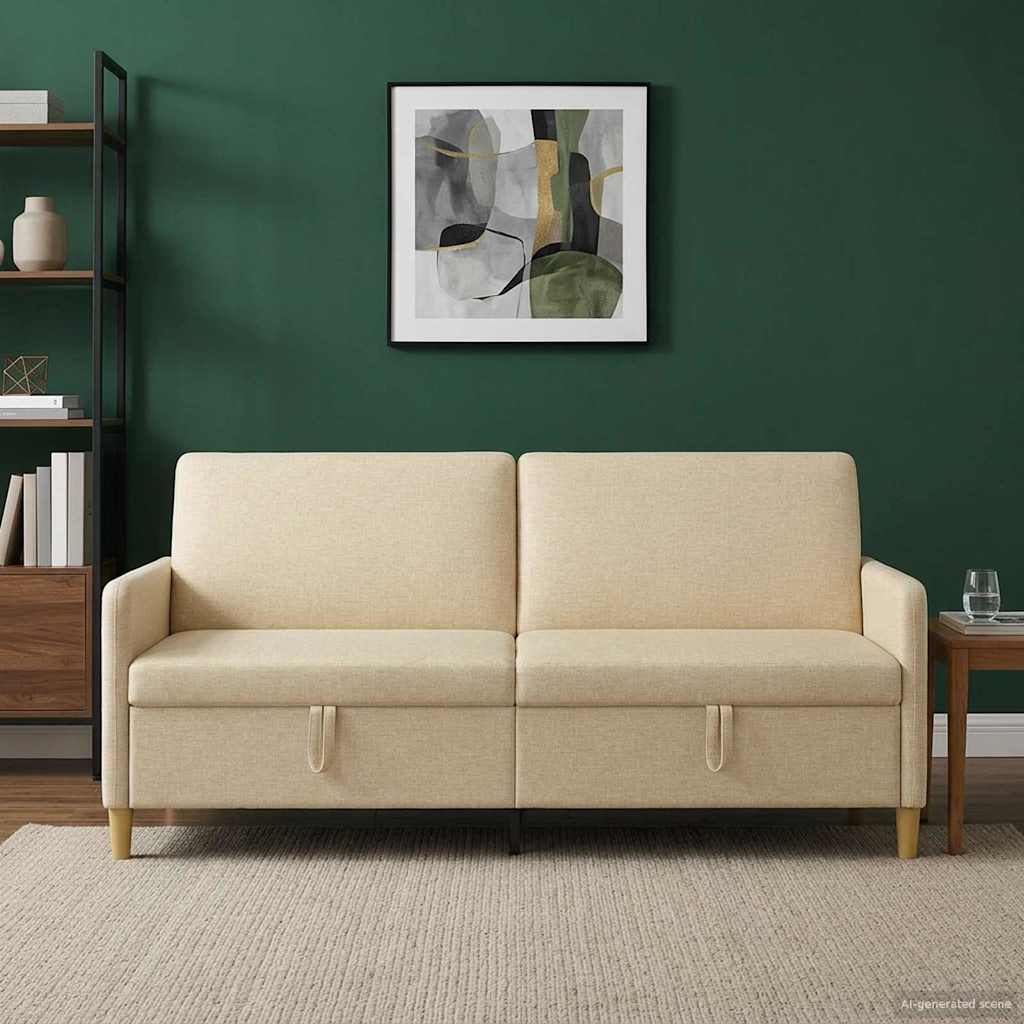 Sofa s pohranom Krem 192 x 78 x 87 cm Poliester
