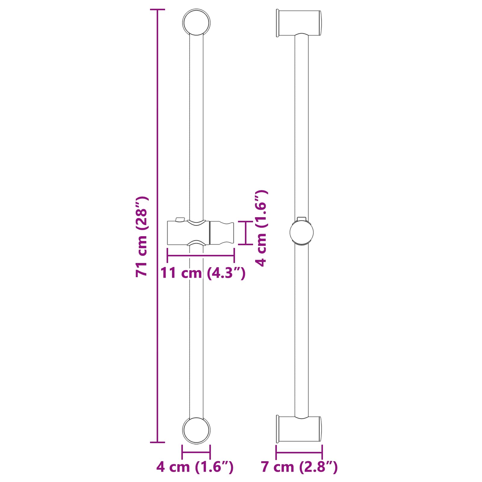 Držač za tuš Crna 71 cm Nehrđajući čelik