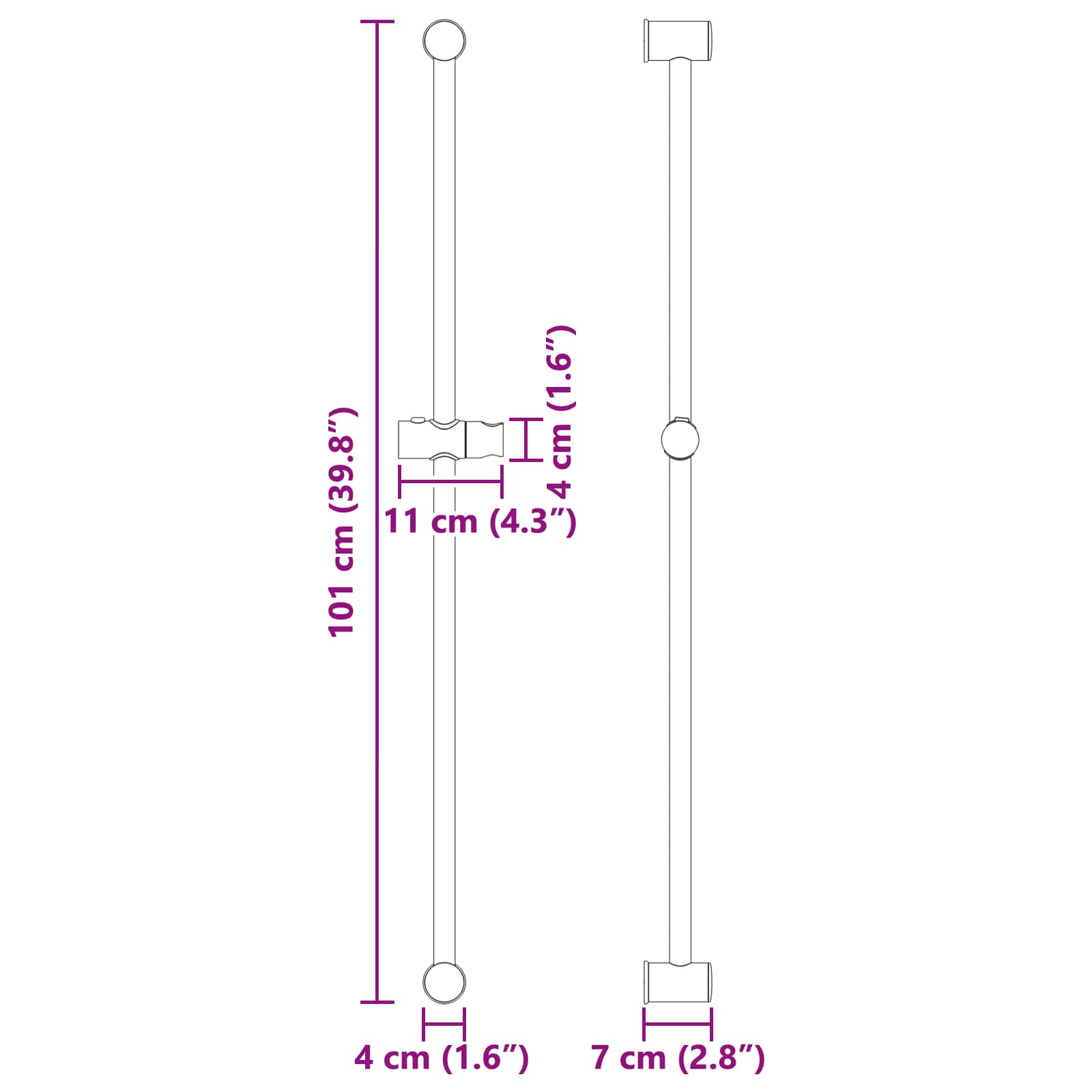 Držač za tuš Krom 101 cm Nehrđajući čelik