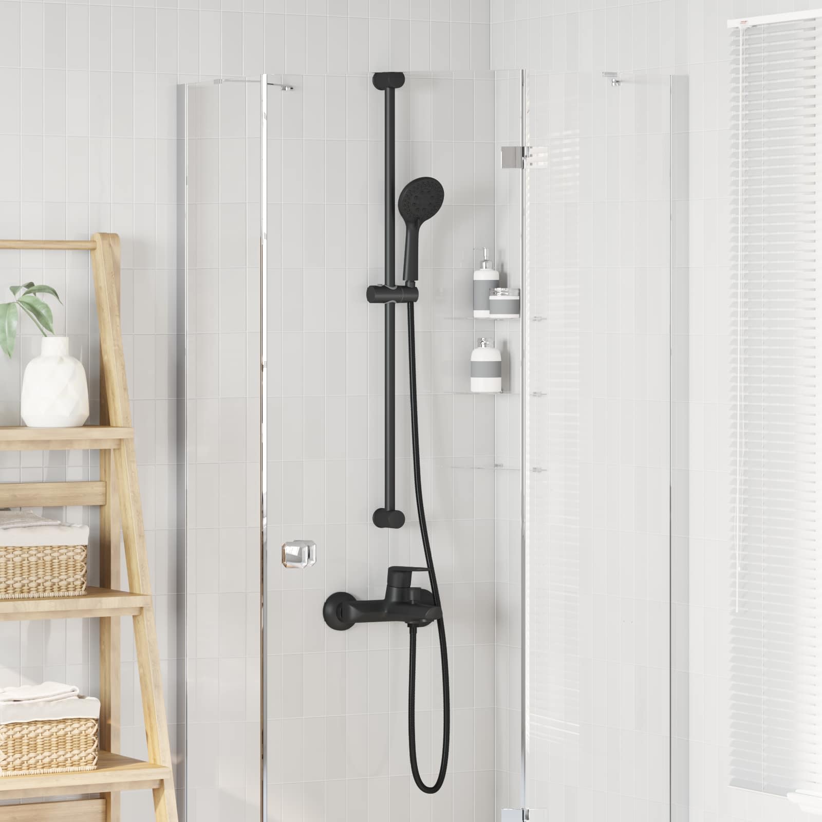 Set glave tuša Crna 150 cm ABS plastika