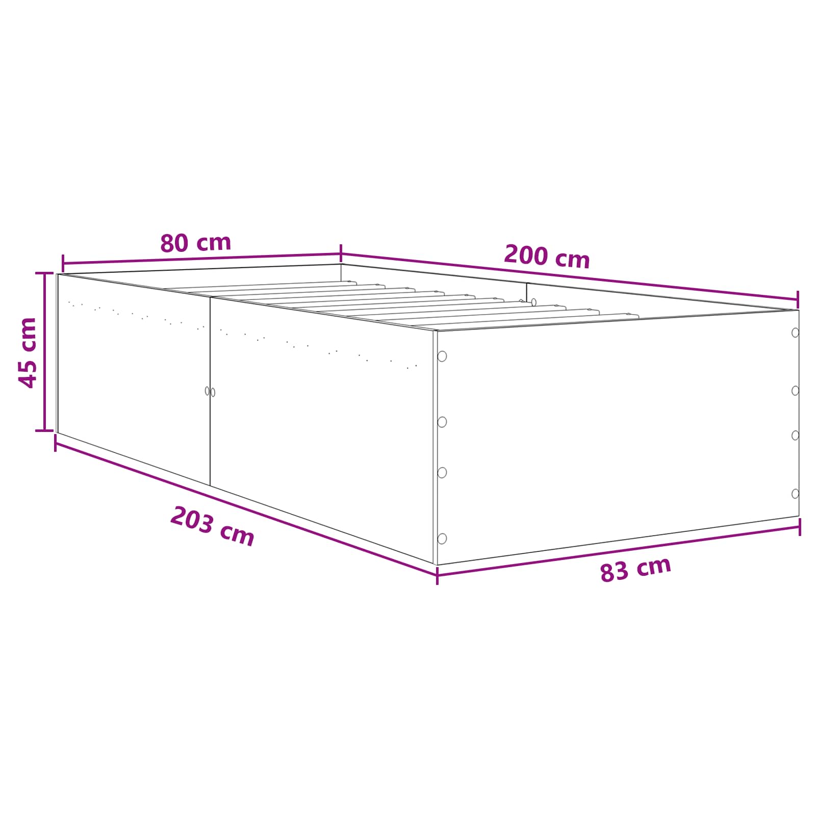 Okvir kreveta za pod Crni hrast 80 x 200 cm Konstruirano drvo