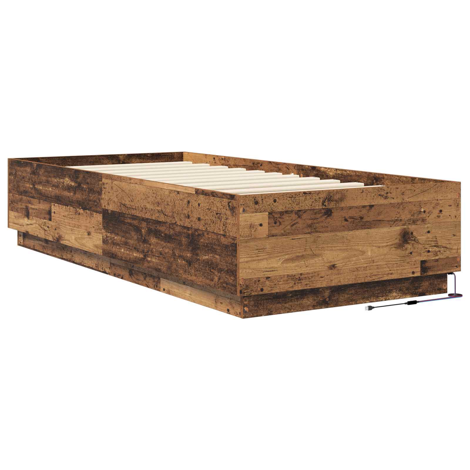 Krevetna konstrukcija s LED svjetlom Staro drvo 80 x 200 cm