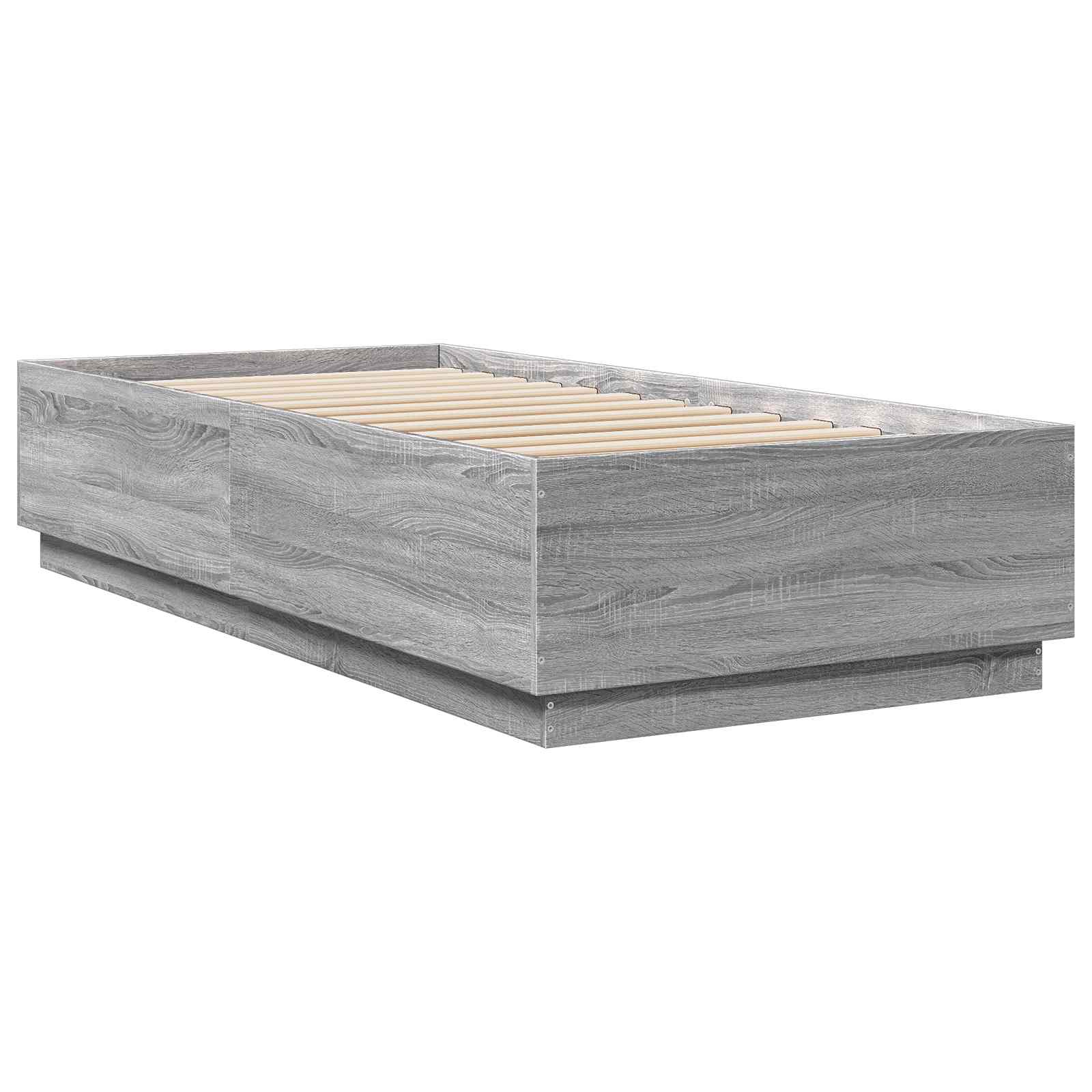 Krevetna konstrukcija s LED svjetlom Siva Sonoma 80 x 200 cm