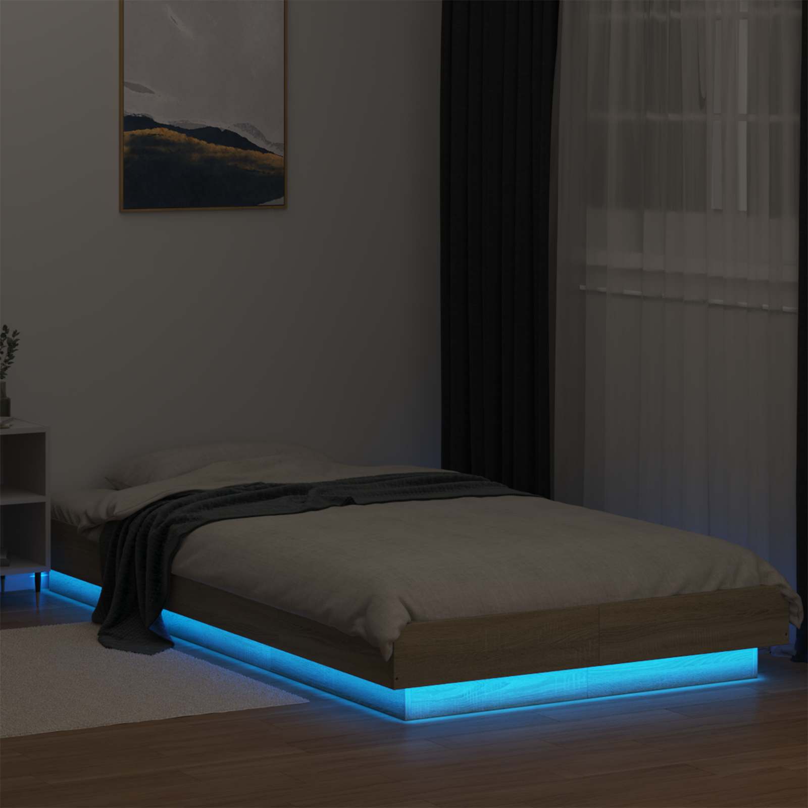 Krevetna konstrukcija s LED svjetlom Hrast sonoma 80 x 200 cm
