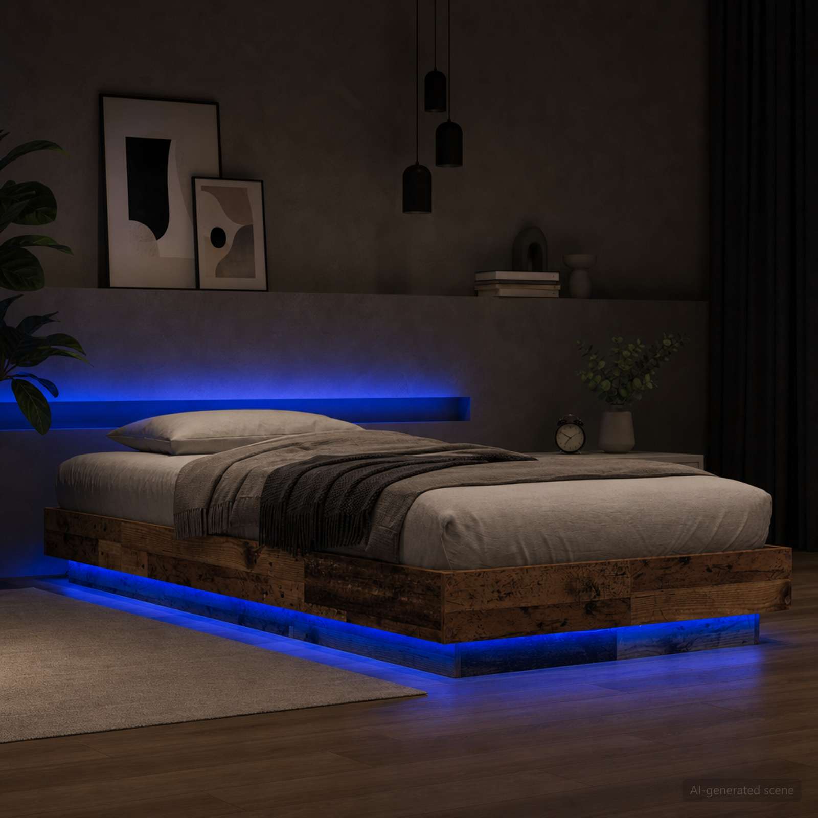 Krevetna konstrukcija s LED svjetlom Staro drvo 80 x 200 cm