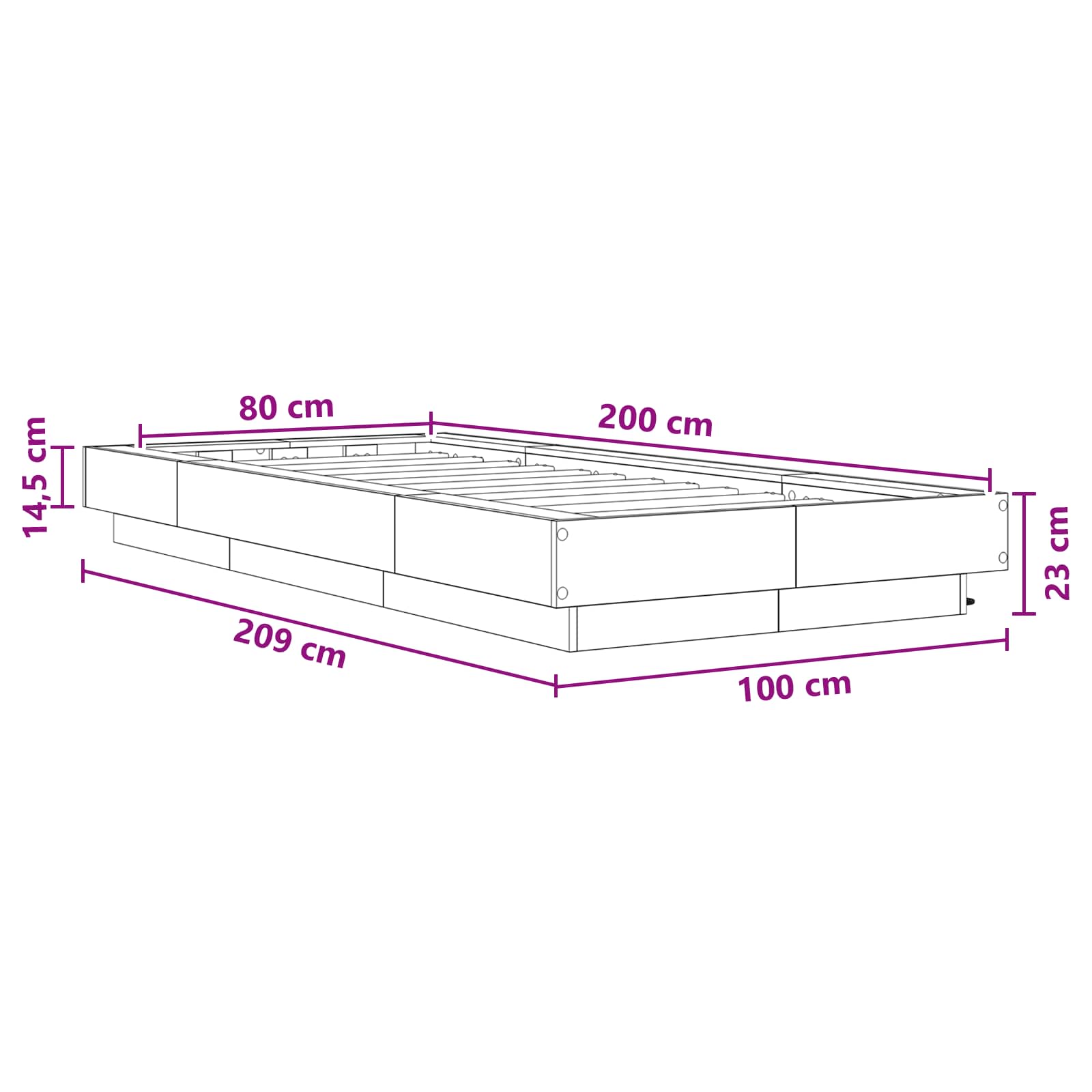 Krevetna konstrukcija s LED svjetlom Staro drvo 80 x 200 cm