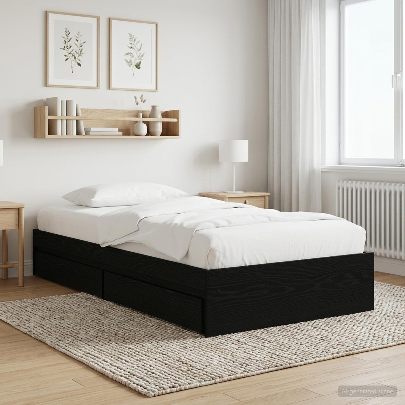 Okvir kreveta s pohranom s ladicama Crni hrast 80 x 200 cm