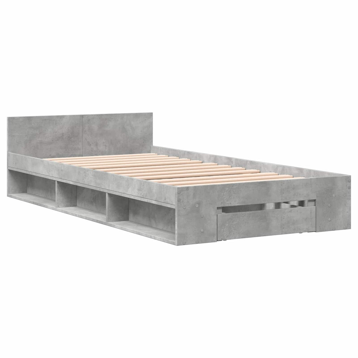 Okvir kreveta s pohranom s ladicama Betonska siva 80 x 200 cm