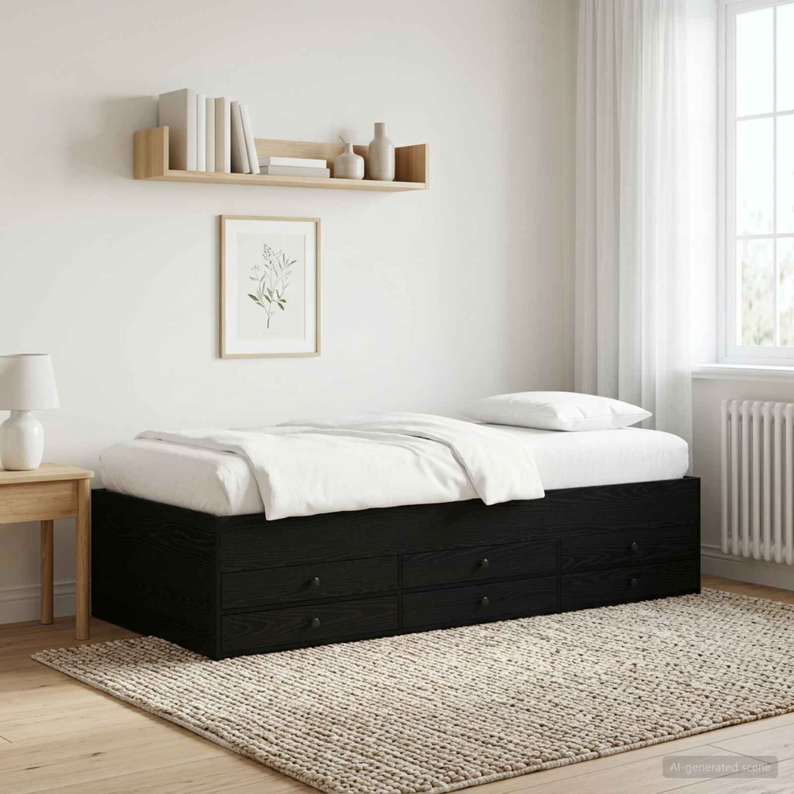 Okvir kreveta s pohranom s ladicama Crni hrast 80 x 200 cm