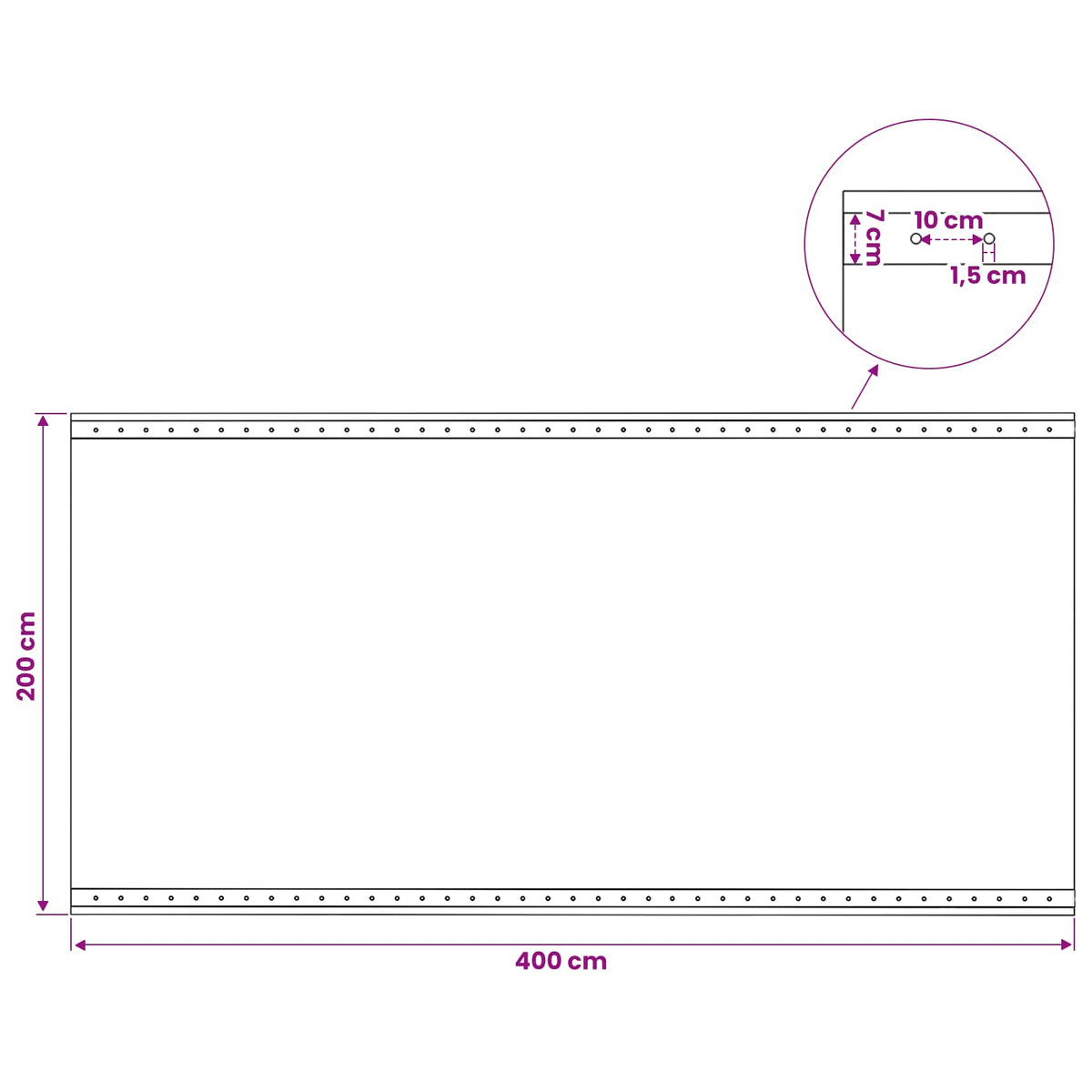Cerada s rupama 2 kom. Zelena 2 x 4 m 260 gsm PE