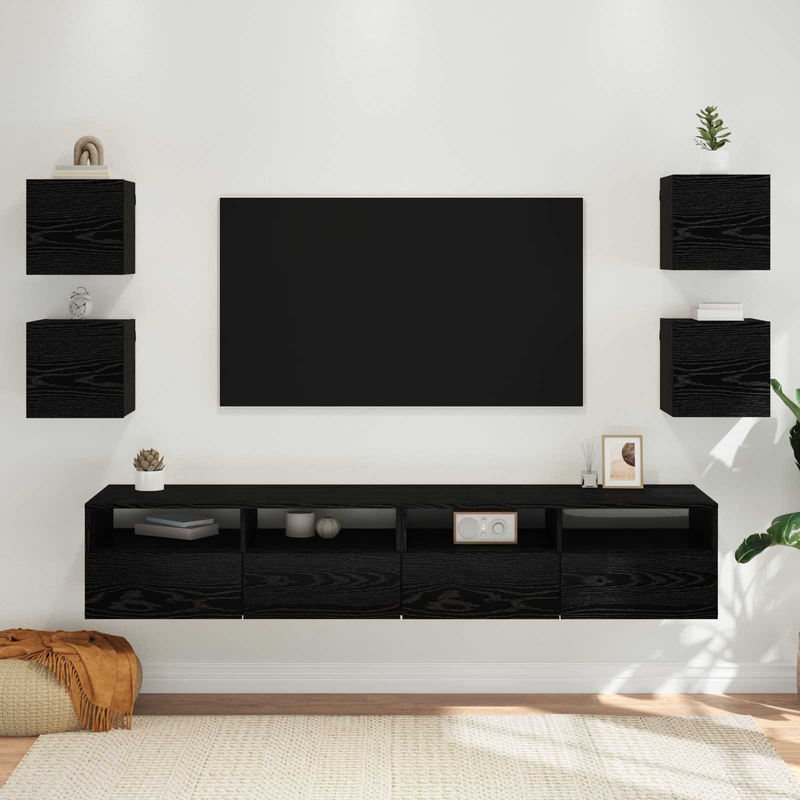 Ormar za TV montiran na zid 4 pcs Crni hrast 30,5 x 30 x 30 cm