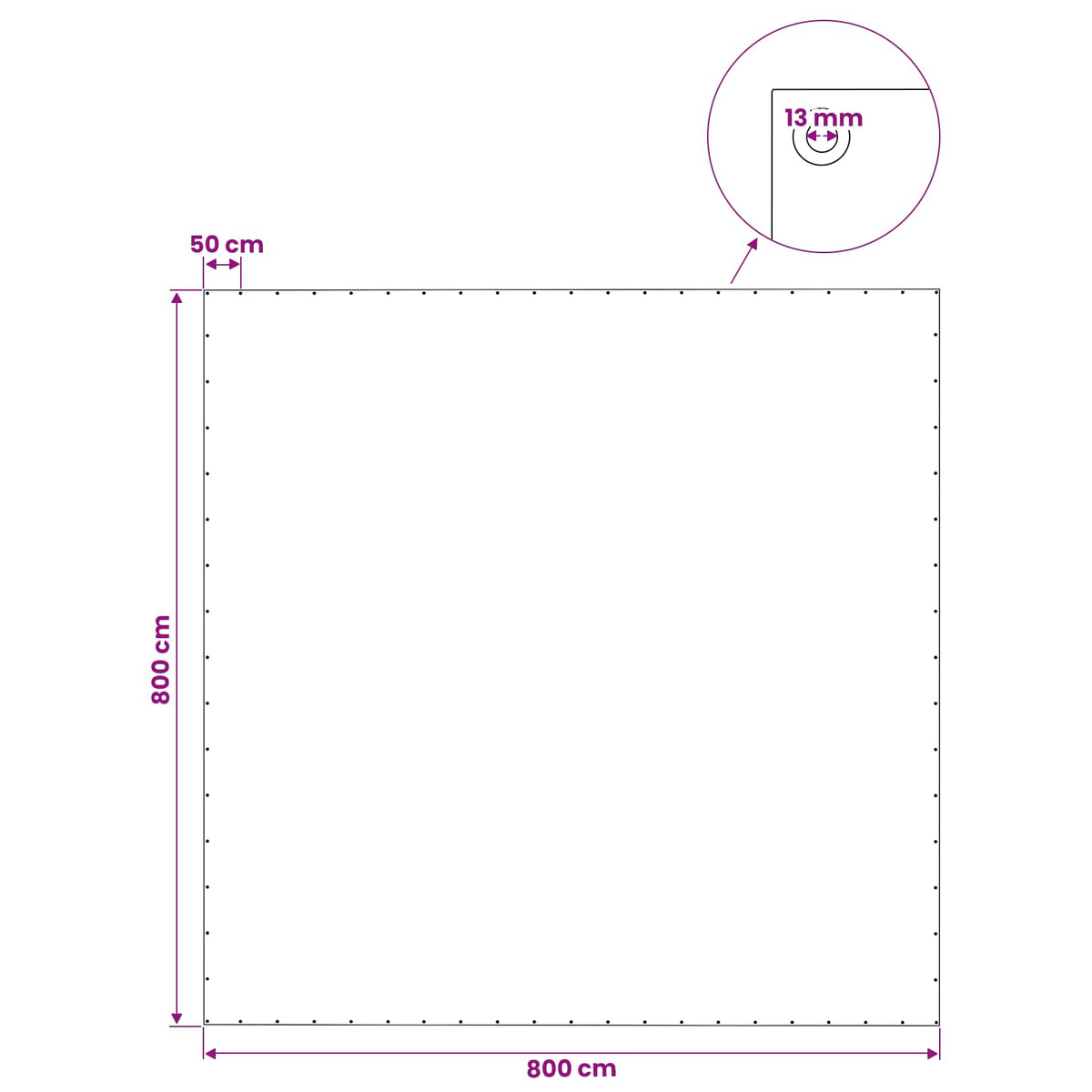 Cerada s rupama Zelena 8 x 8 m 140 gsm PE