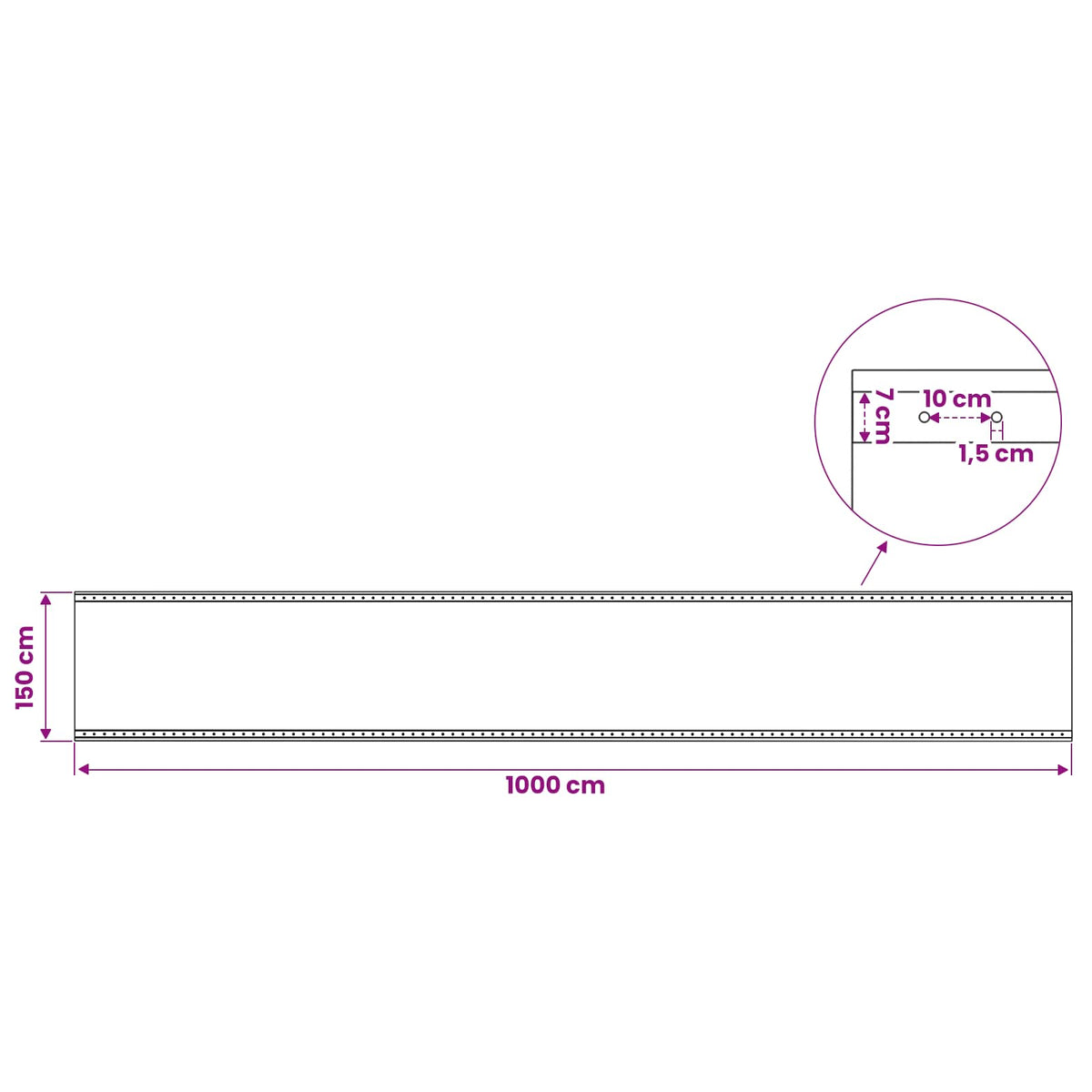 Cerada s rupama Zelena 1,5 x 10 m 260 gsm PE