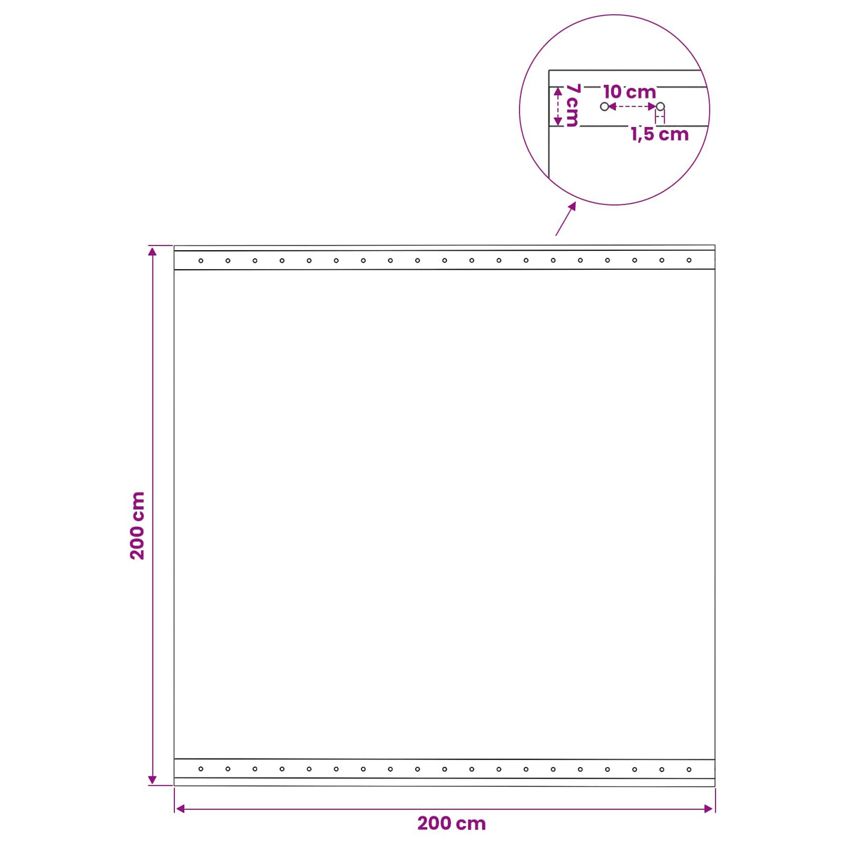 Cerada s rupama Zelena 2 x 2 m 260 gsm PE