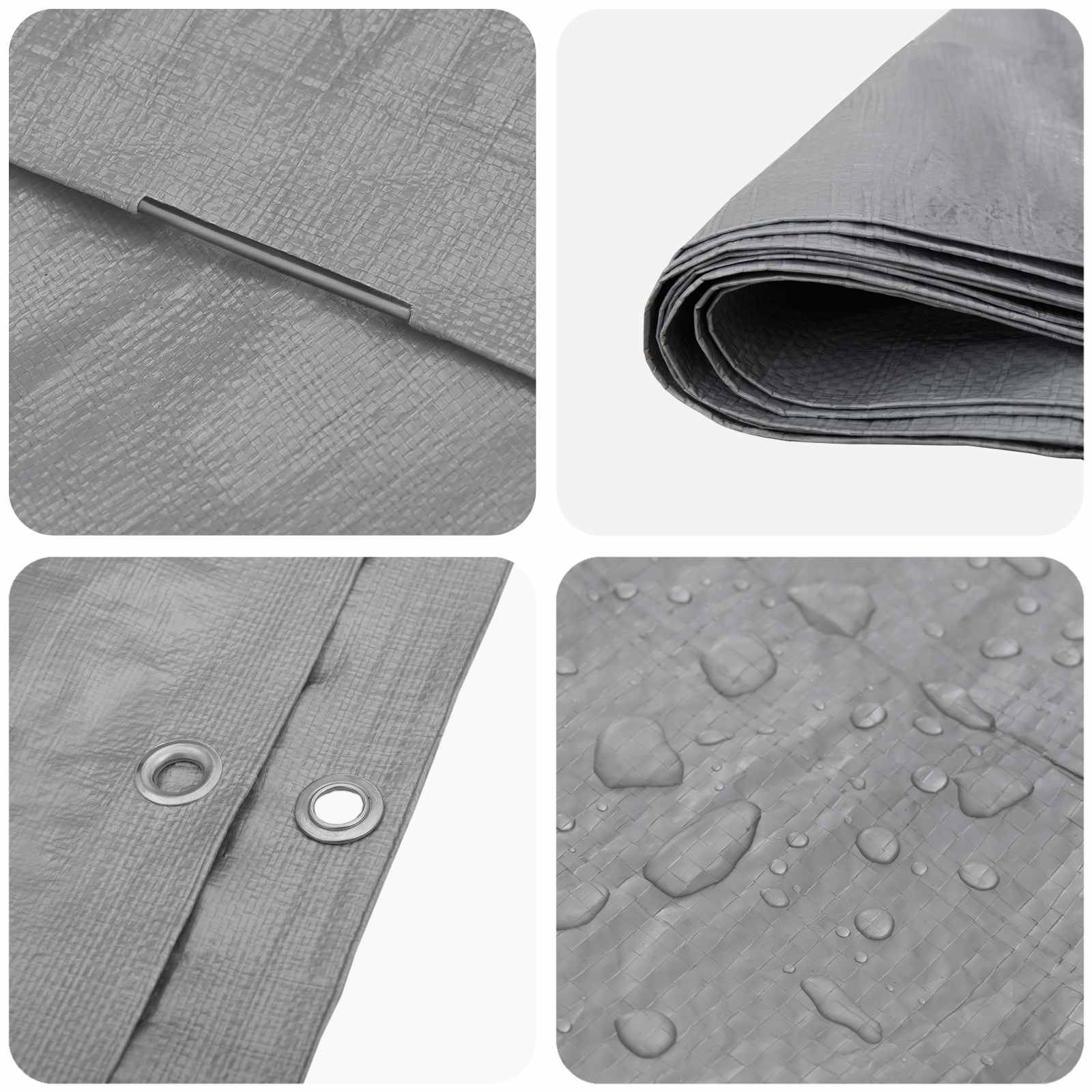 Cerada s rupama Svjetlosiva 8 x 12 m 90 gsm PE
