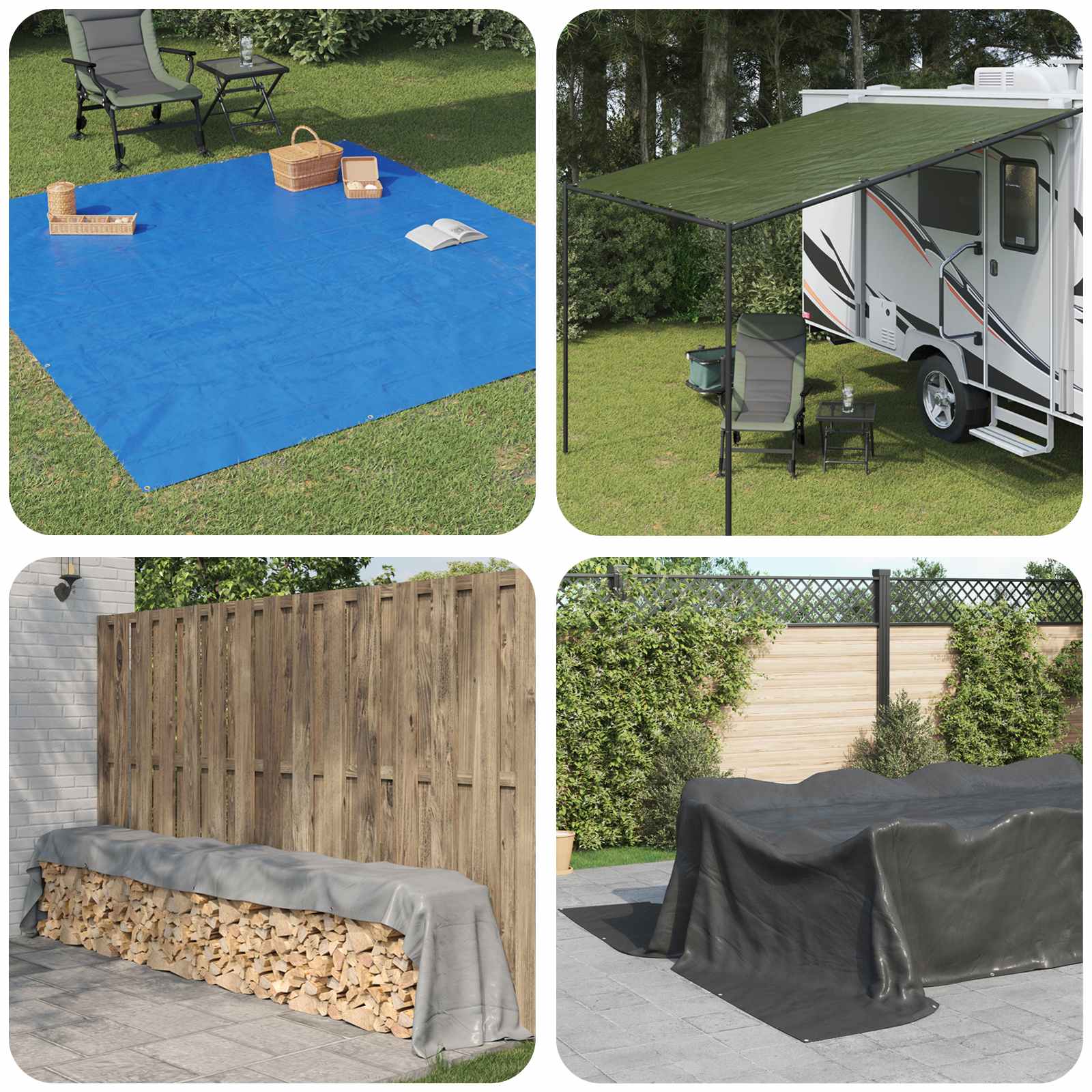 Cerada s rupama Svjetlosiva 8 x 12 m 90 gsm PE