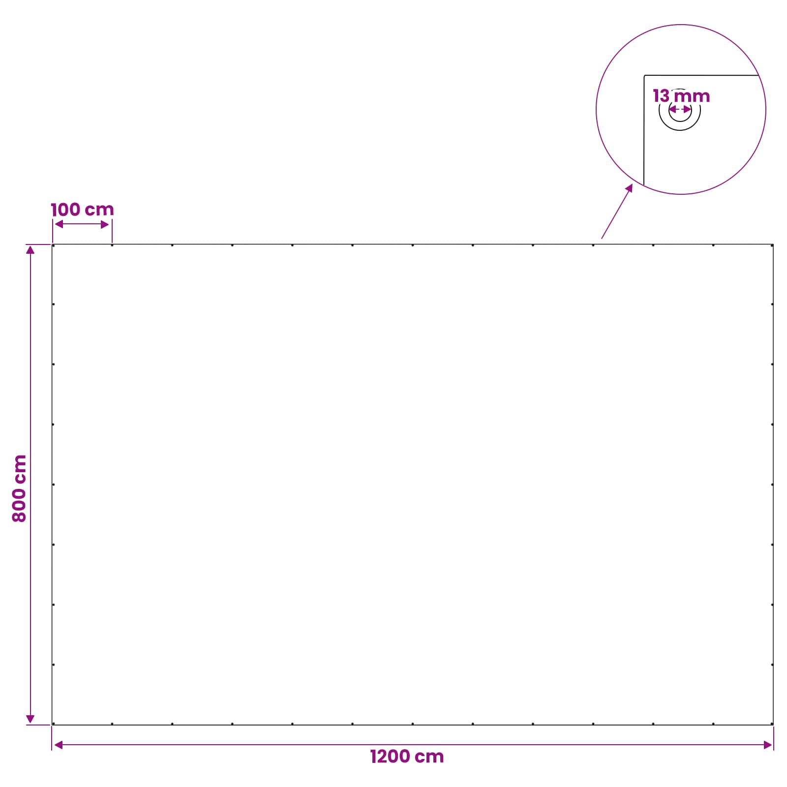 Cerada s rupama Svjetlosiva 8 x 12 m 90 gsm PE