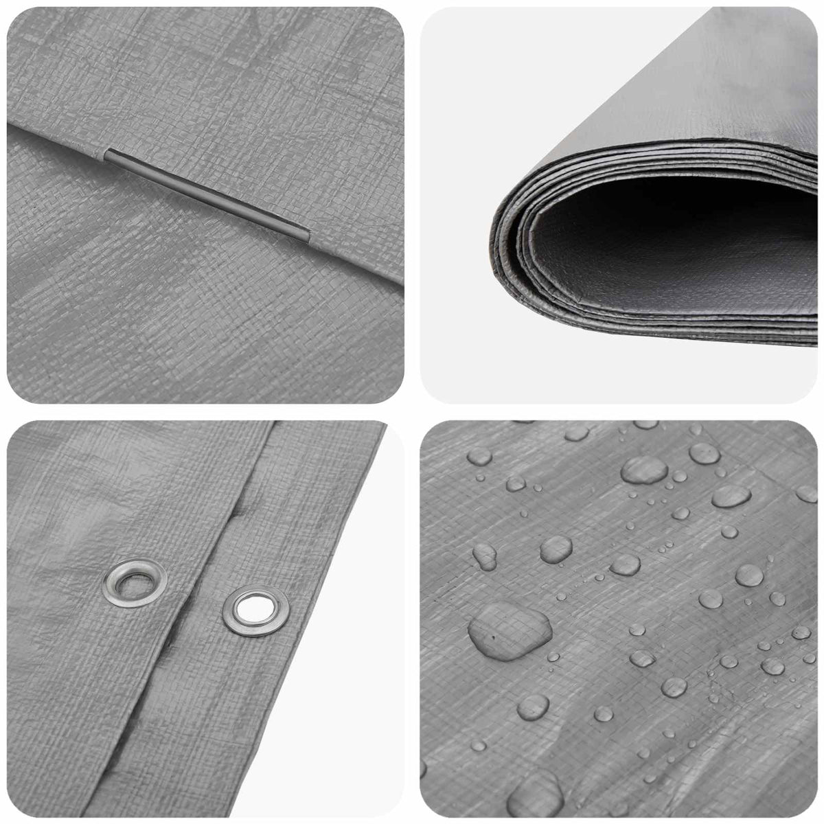 Cerada s rupama Svjetlosiva 6 x 12 m 180 gsm PE